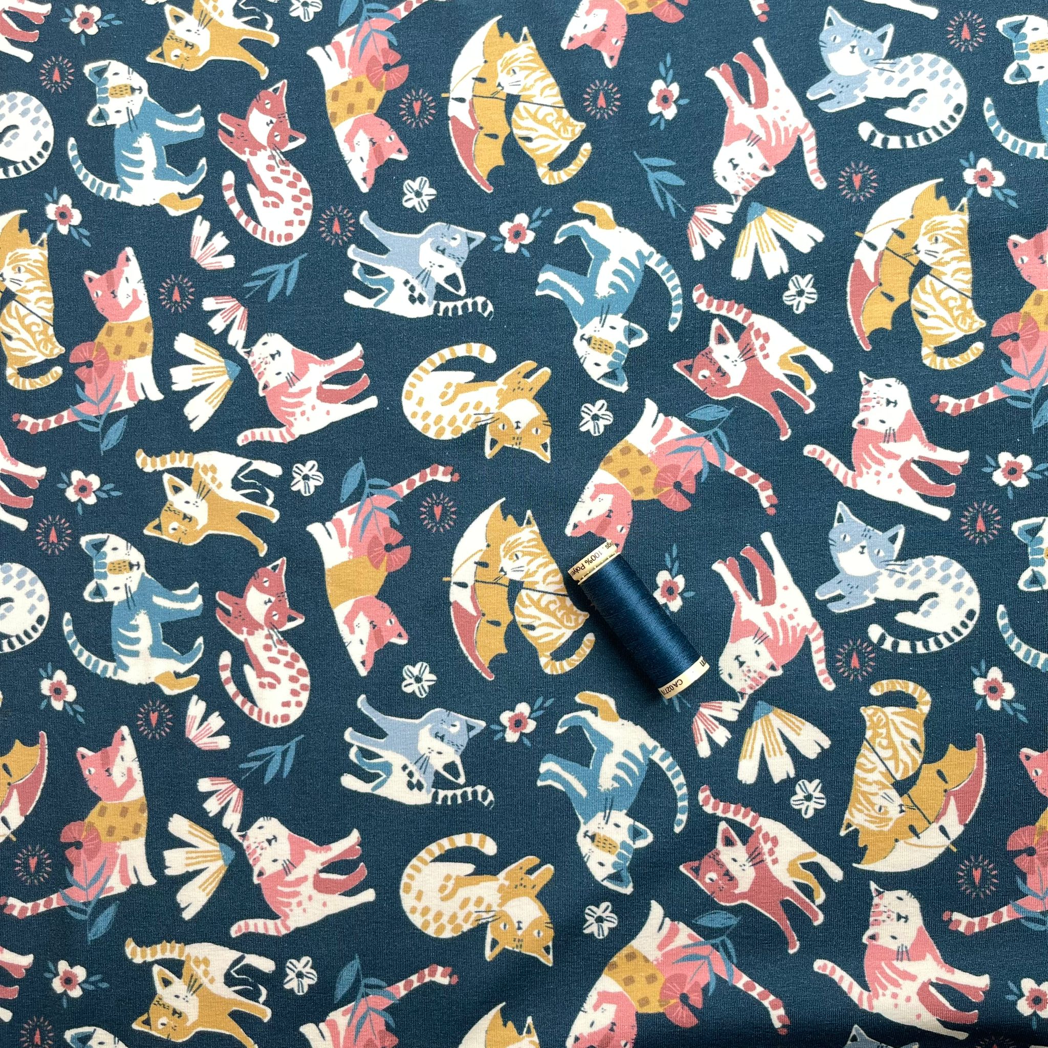 Danish Design - Playful Cats Cotton Jersey Fabric