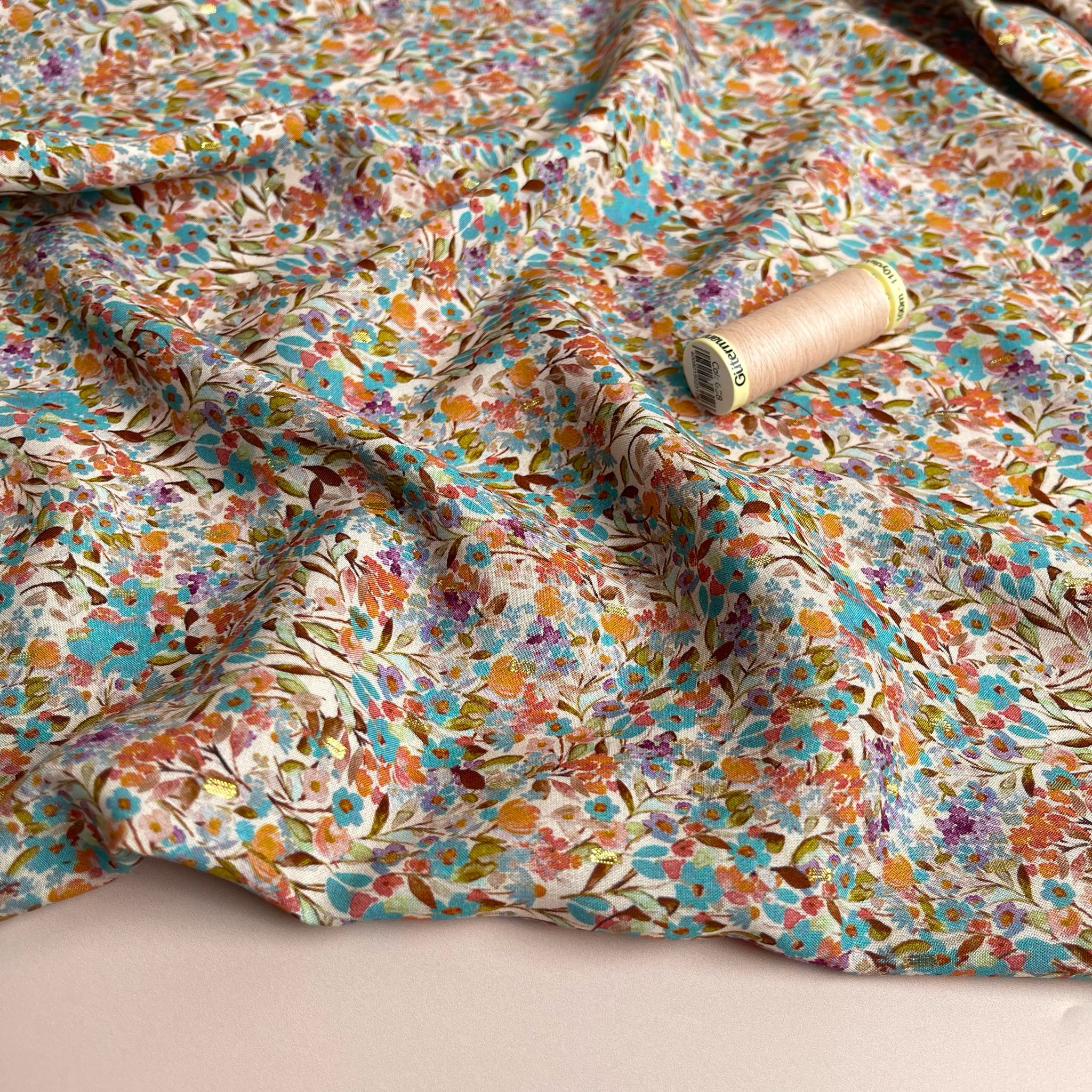 Ex-Designer Deadstock Spring Ditsy Meadow with Lurex Viscose Fabric