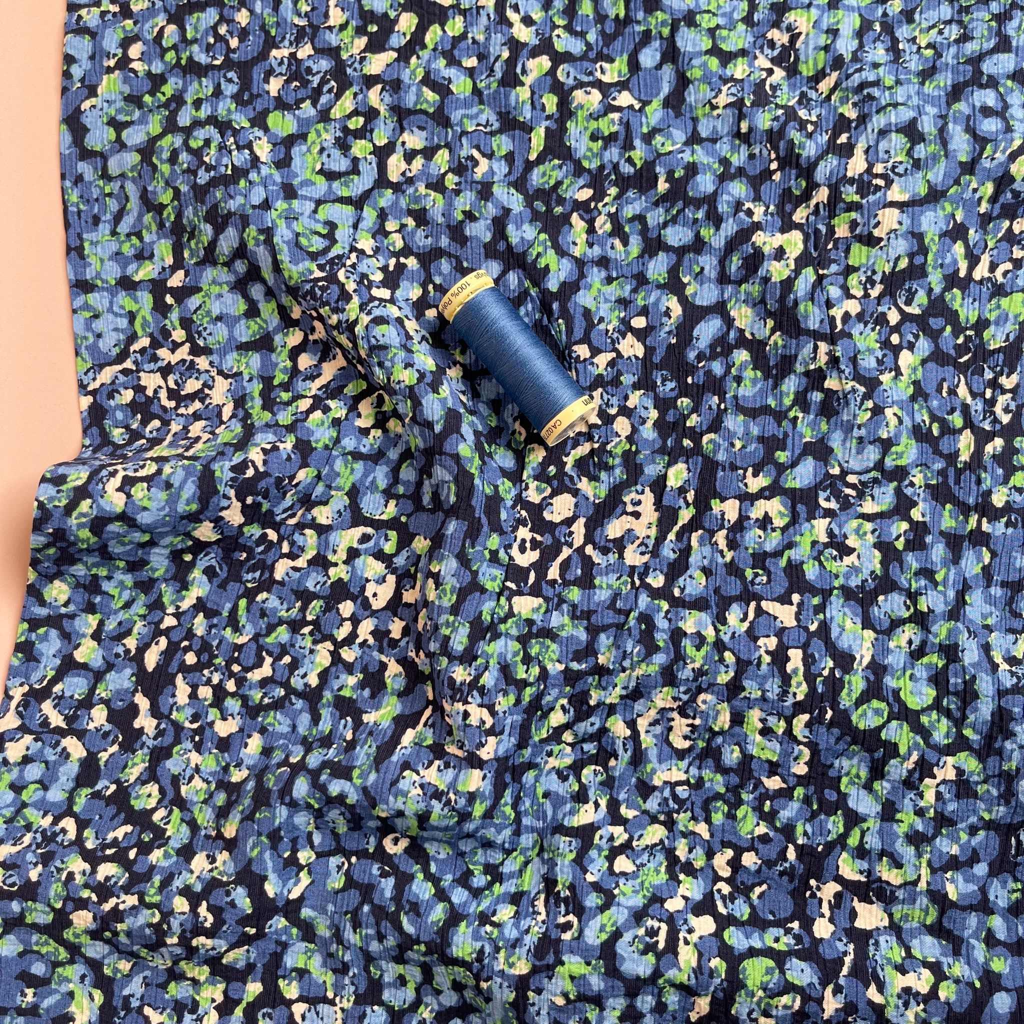 REMNANT 0.56 Metre - Ocean Dots Textured Viscose Crepe Fabric