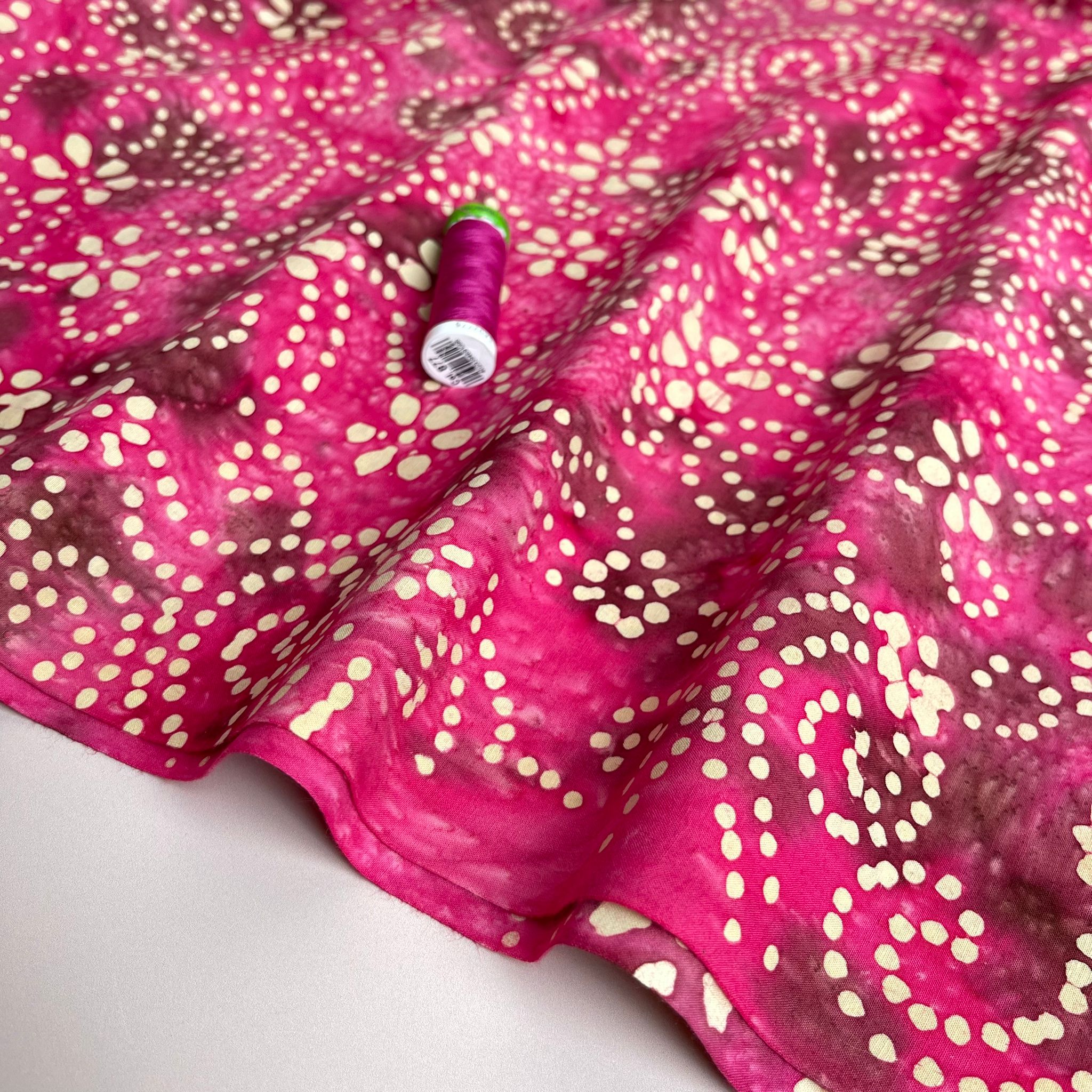 Batik Fuchsia Flowers Cotton Fabric