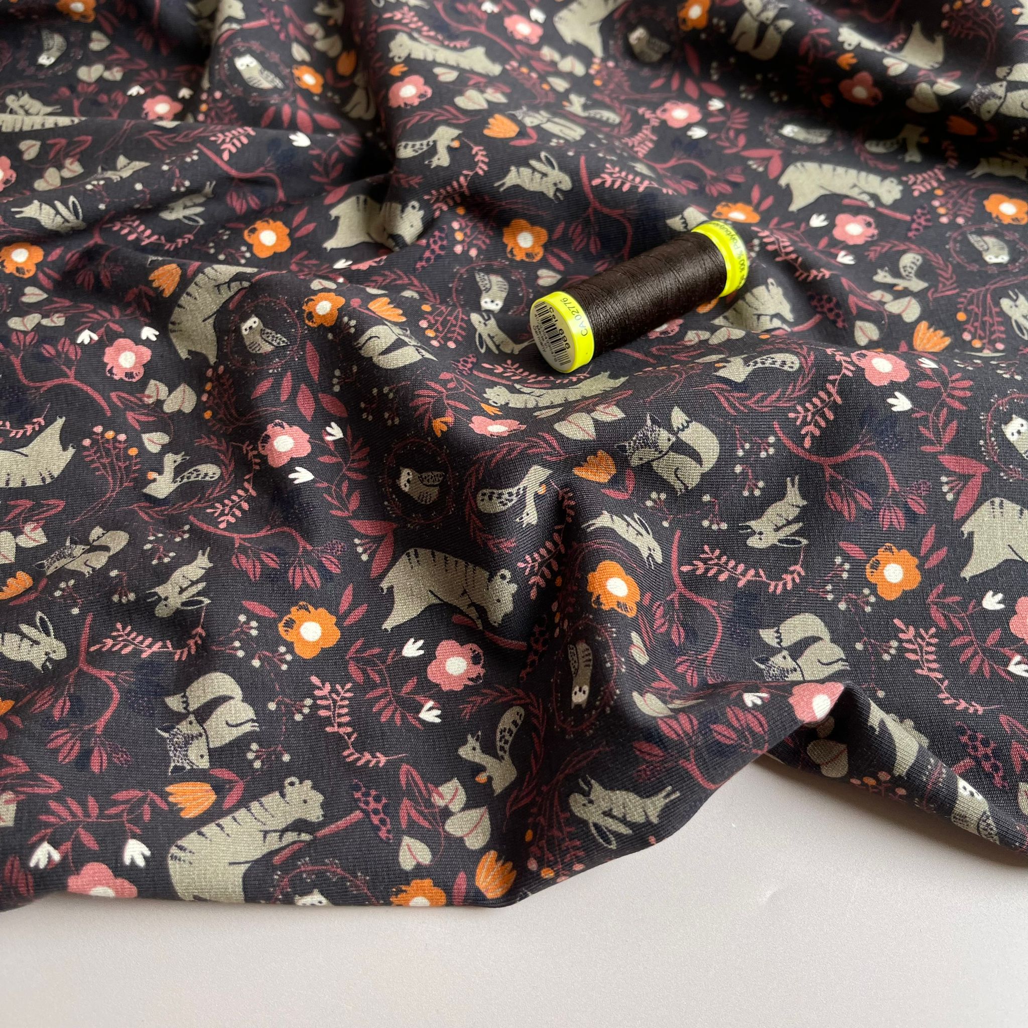 REMNANT 0.83 Metre - Danish Design - Woodland Sunset Cotton Jersey Fabric