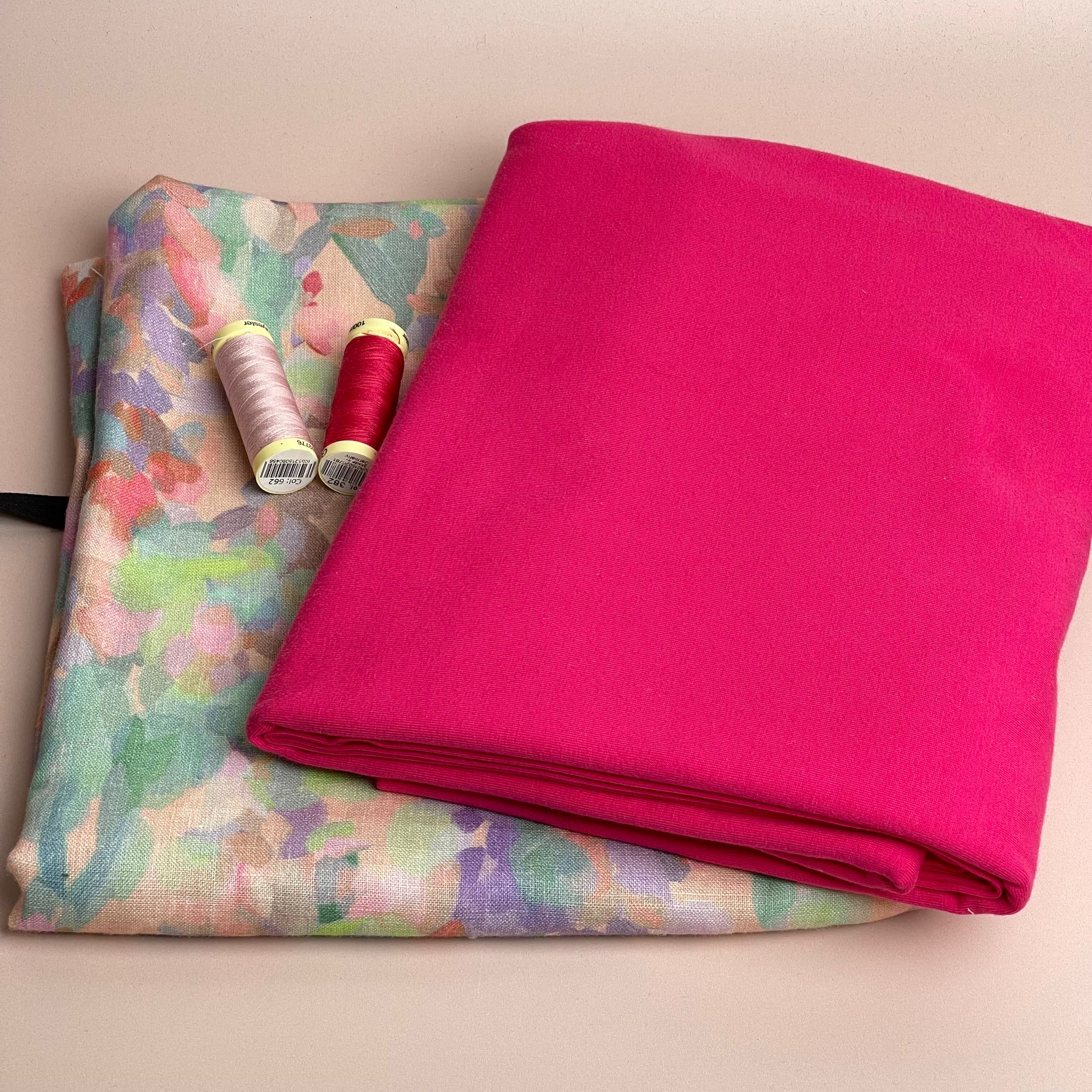 Make an Outfit Colour Bundle - Lupine Petals Blush Linen & Fuchsia Cotton Jersey