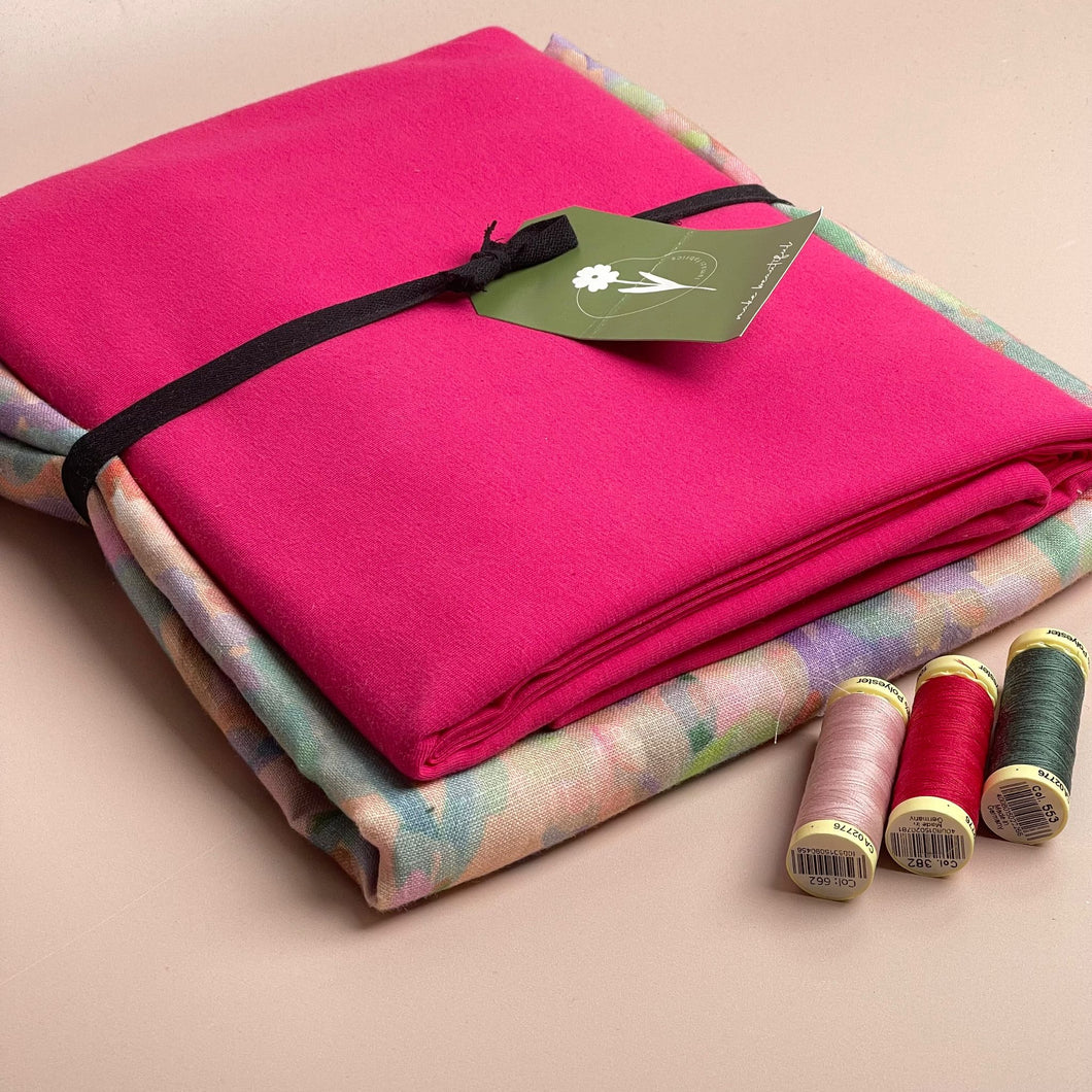 Make an Outfit Colour Bundle - Lupine Petals Blush Linen & Fuchsia Cotton Jersey