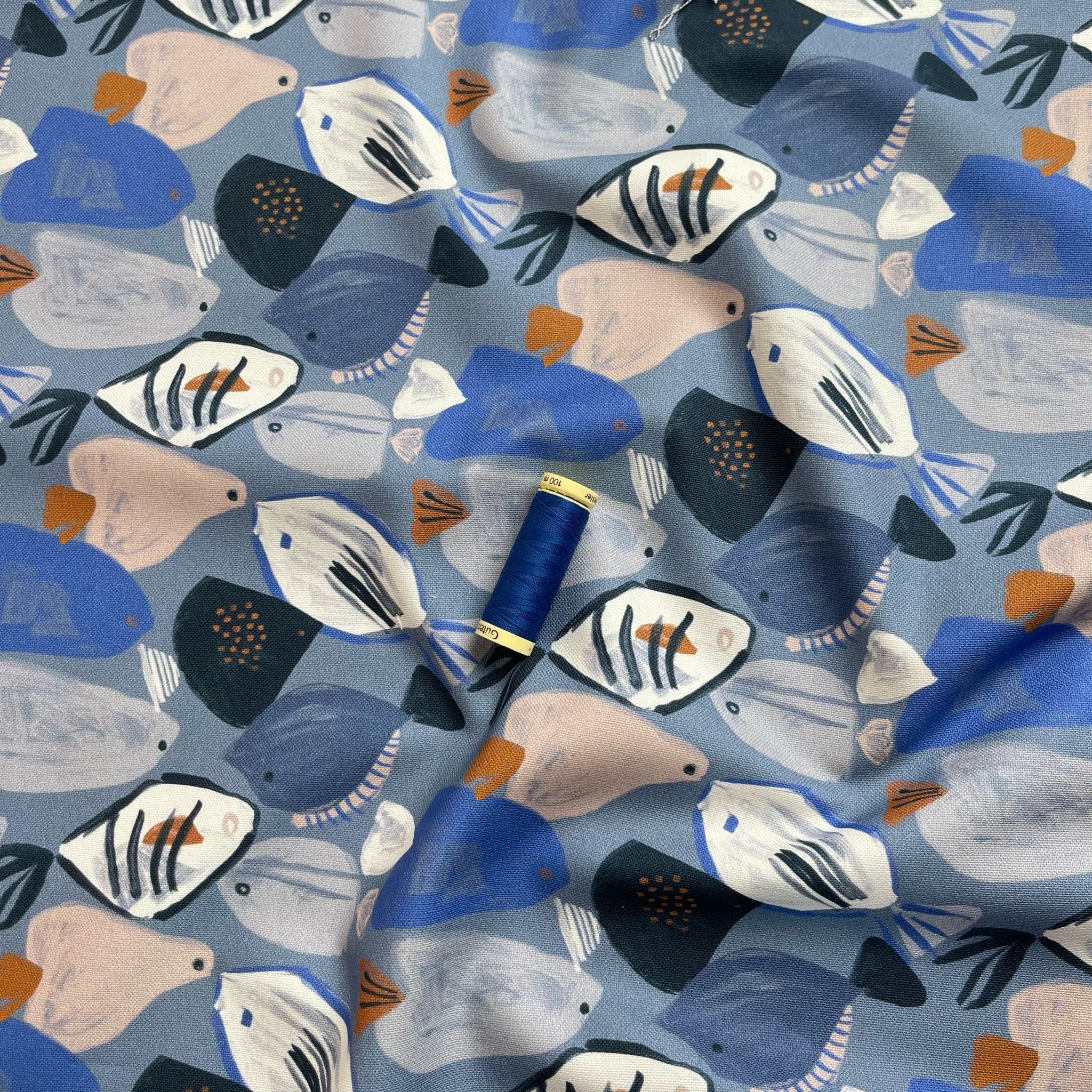 Maritime Blue Cotton Canvas Fabric
