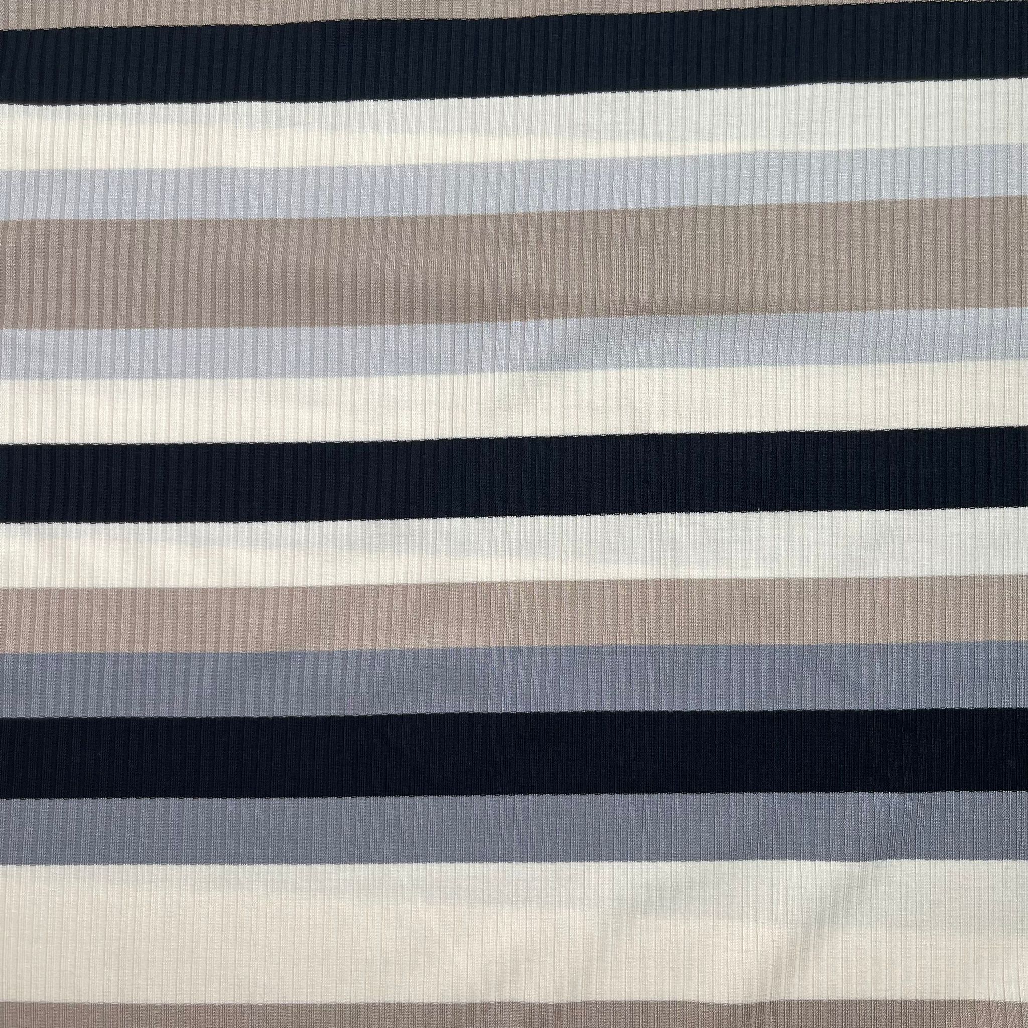 Yarn Dyed Neutrals Striped Cotton Ribbed Jersey