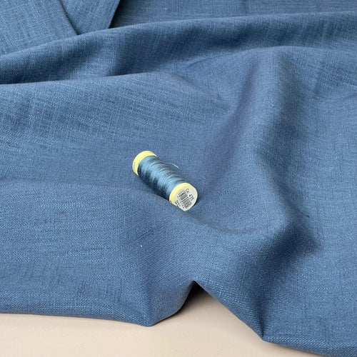 Breeze Dark Cornflower - Enzyme Washed Linen Cotton Fabric