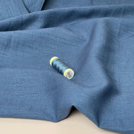 REMNANT 0.48 metres - Breeze Dark Cornflower - Enzyme Washed Linen Cotton Fabric