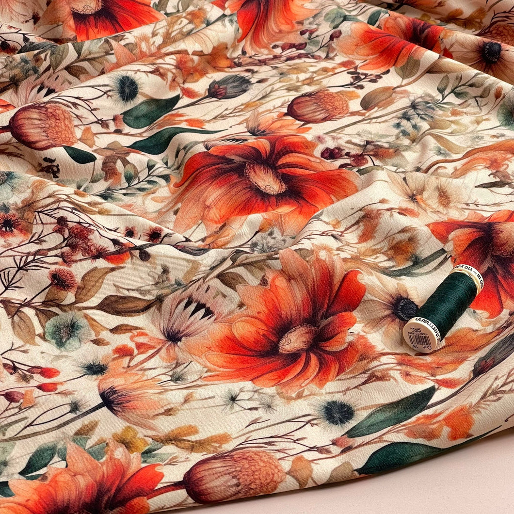 Danish Design - Autumn Florals Cotton Jersey Fabric