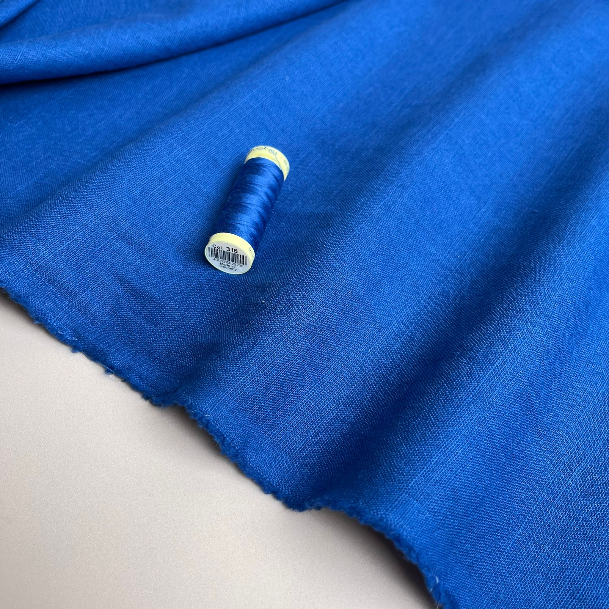 REMNANT 2.30 metres - Breeze Cobalt - Enzyme Washed Linen Cotton Fabric