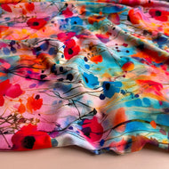Danish Design - Vibrant Watercolour Blooms Cotton Jersey Fabric