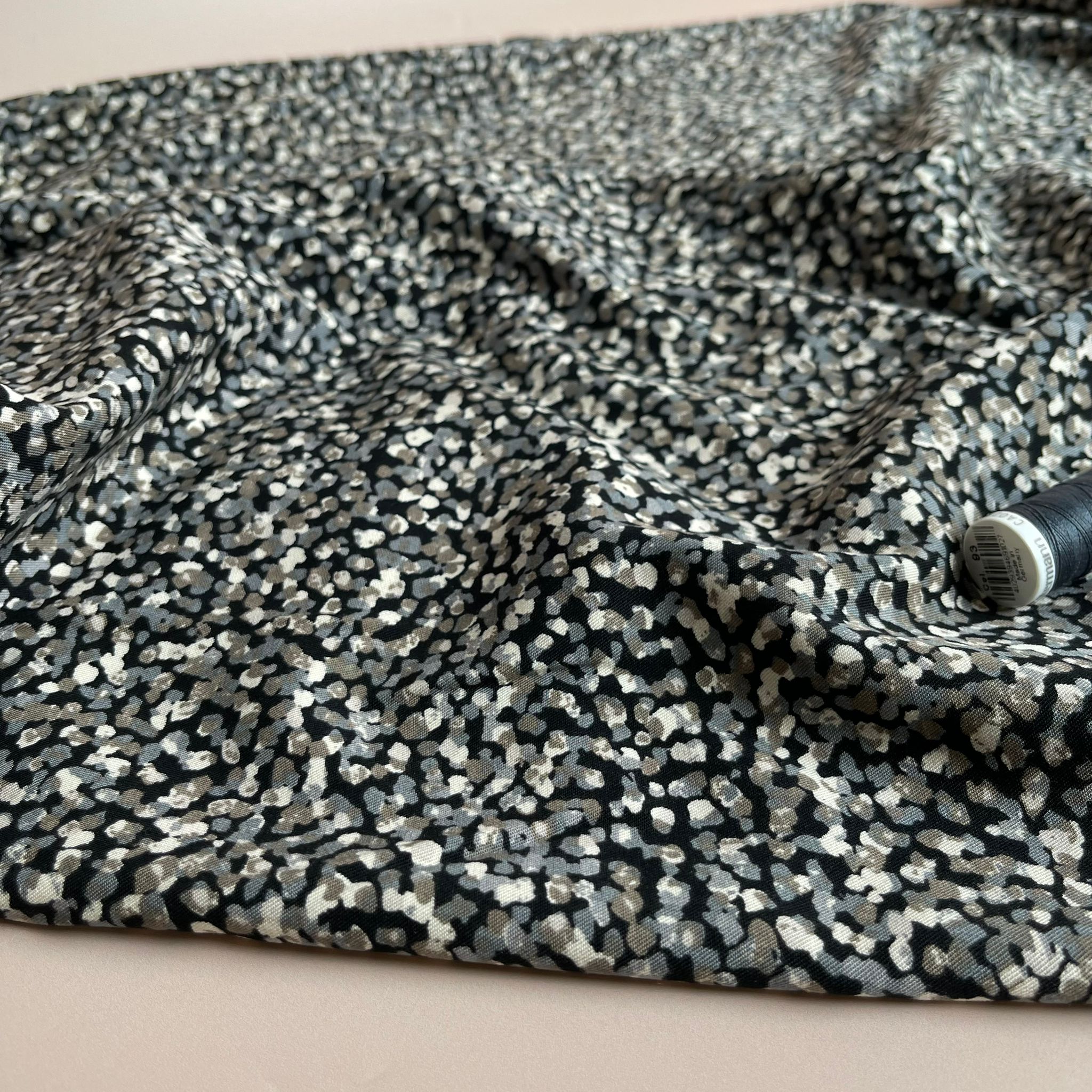 Rosella Mini Pebbles in Grey Viscose Twill with Stretch