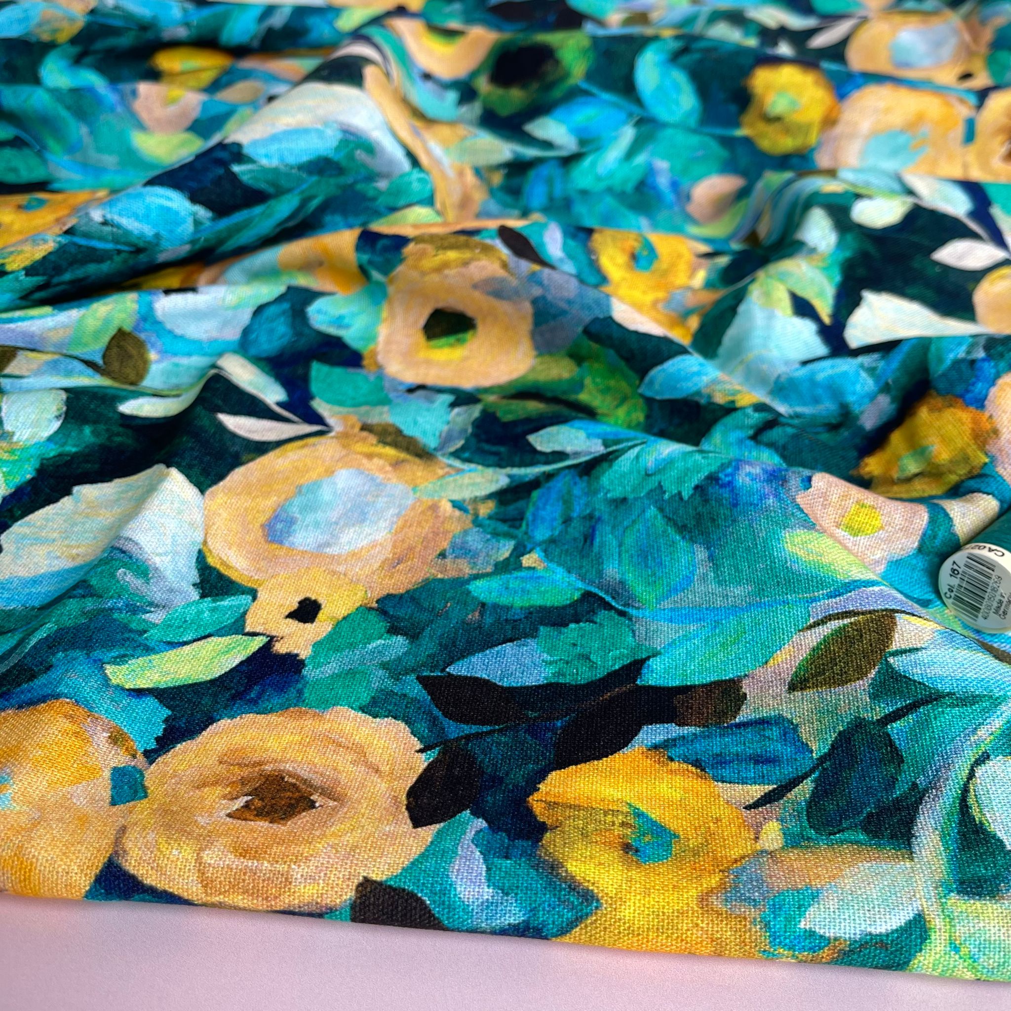 Ocean Florals Viscose Linen Fabric