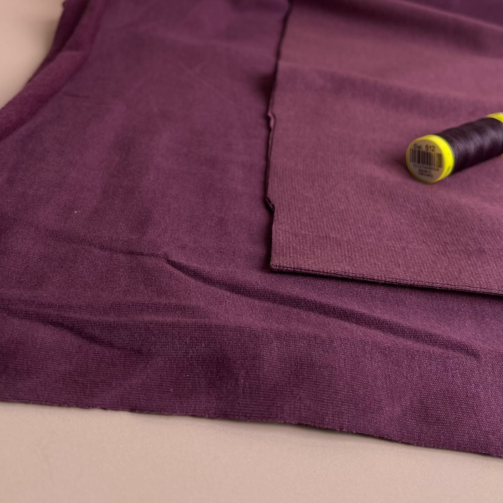 Peach Soft GOTS Organic Cotton Sweat-shirting in Aubergine