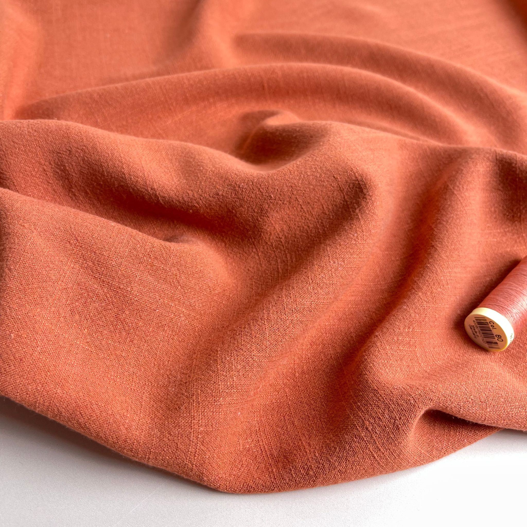 Flow Terracotta Viscose Linen Blend Fabric