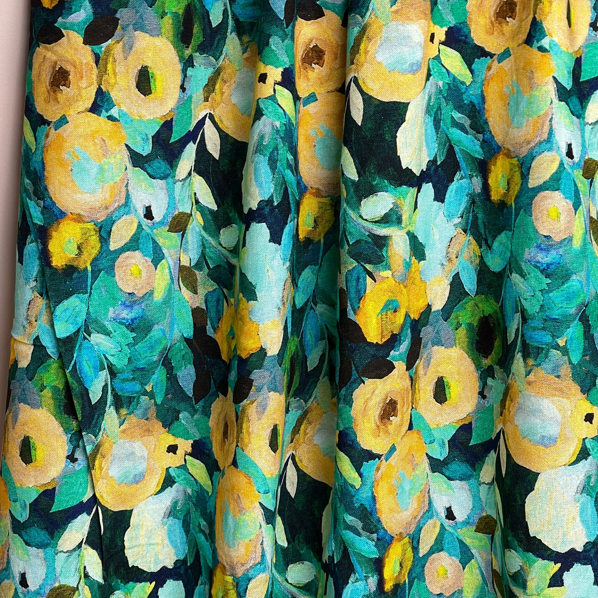 Ocean Florals Viscose Linen Fabric