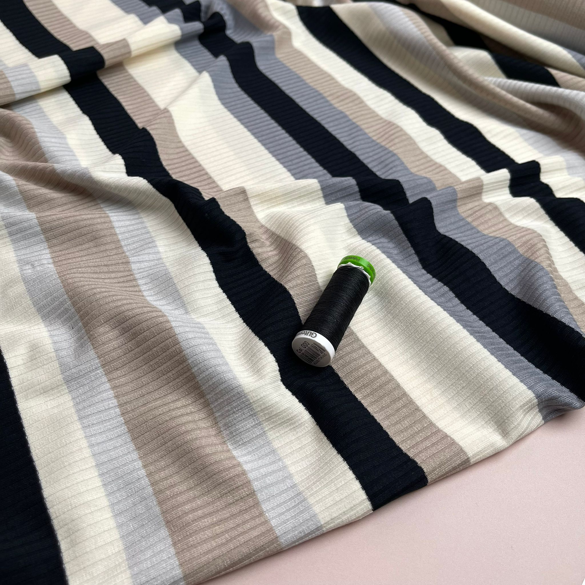 Yarn Dyed Neutrals Striped Cotton Ribbed Jersey