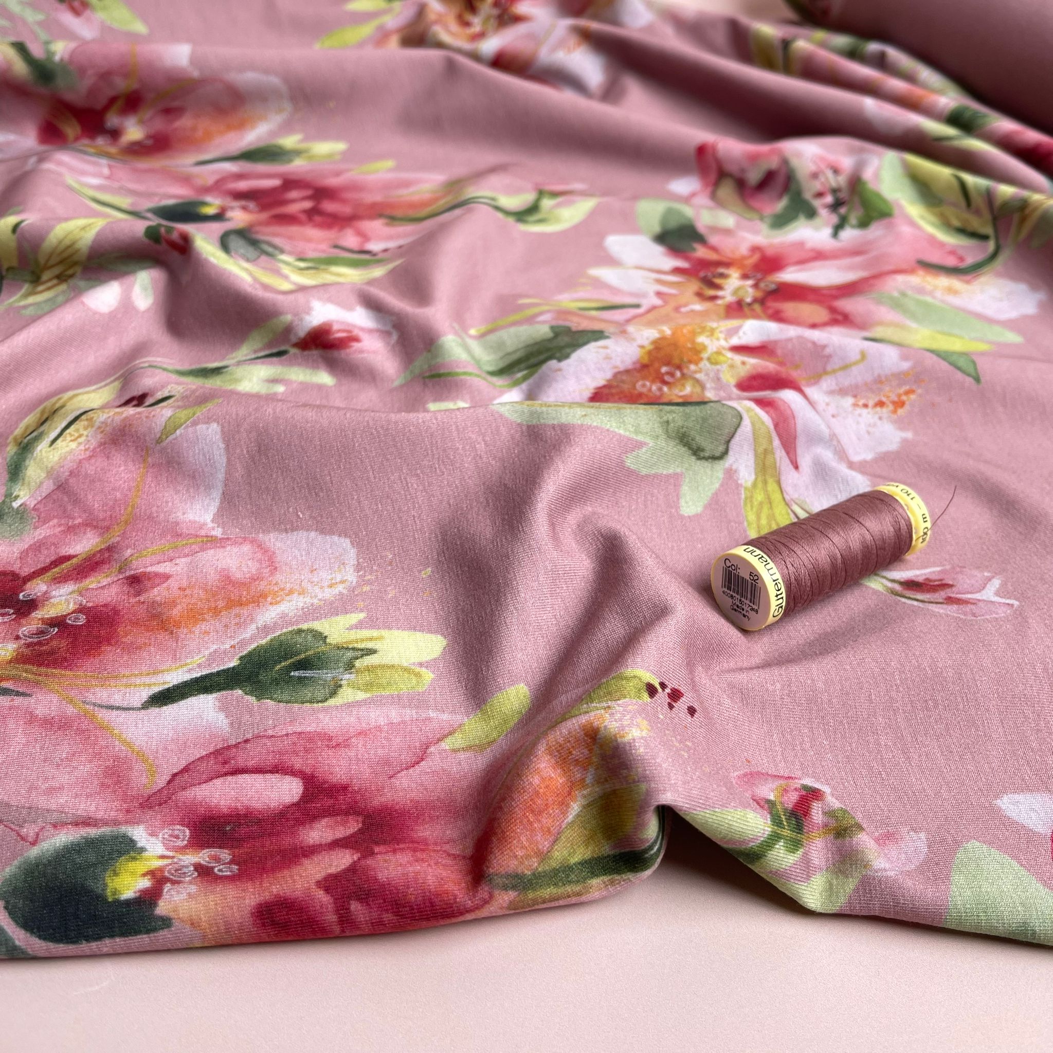 Danish Design - Dusty Rose Floral Cotton Jersey Fabric