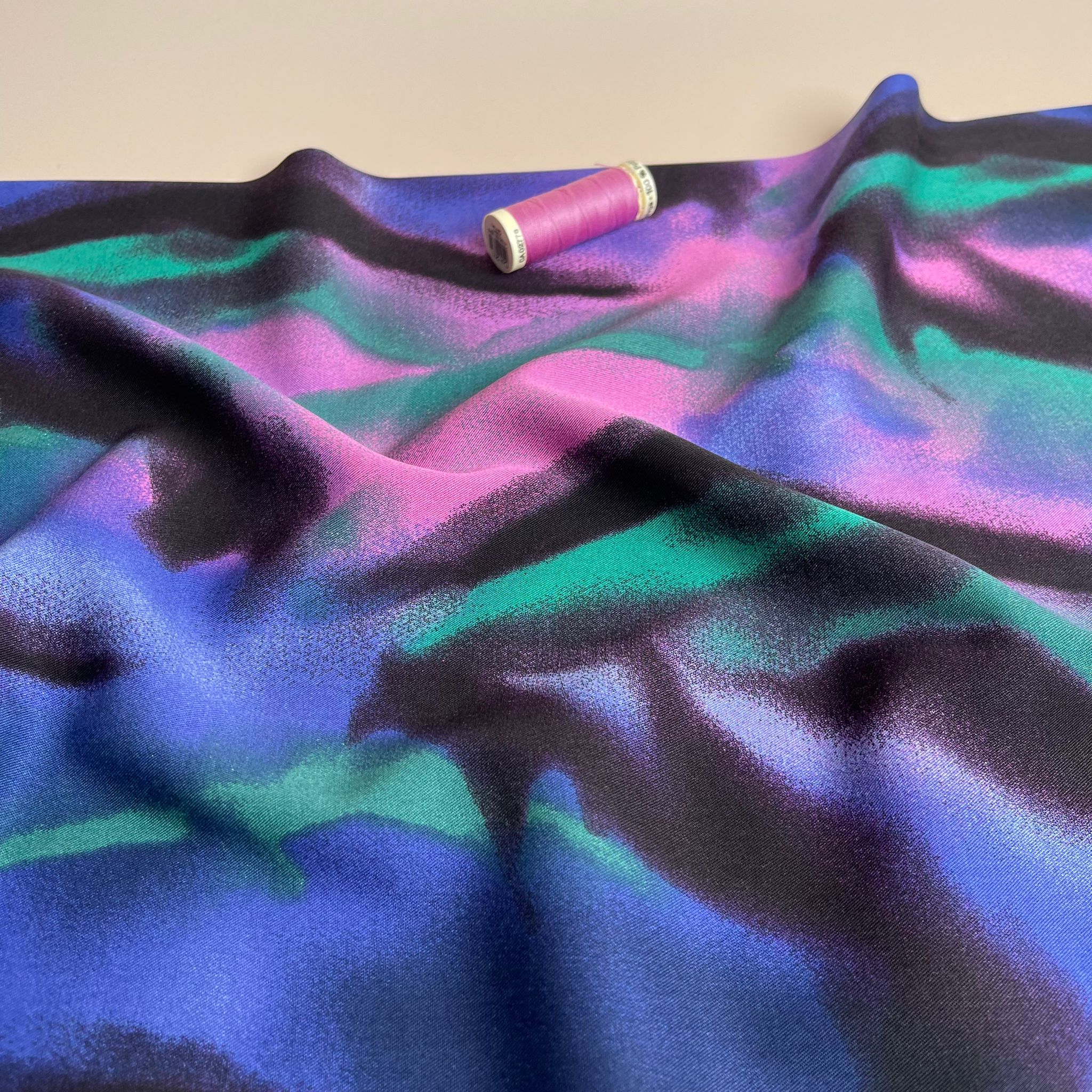 Rosella Hazy Waves in Purple Viscose Twill with Stretch