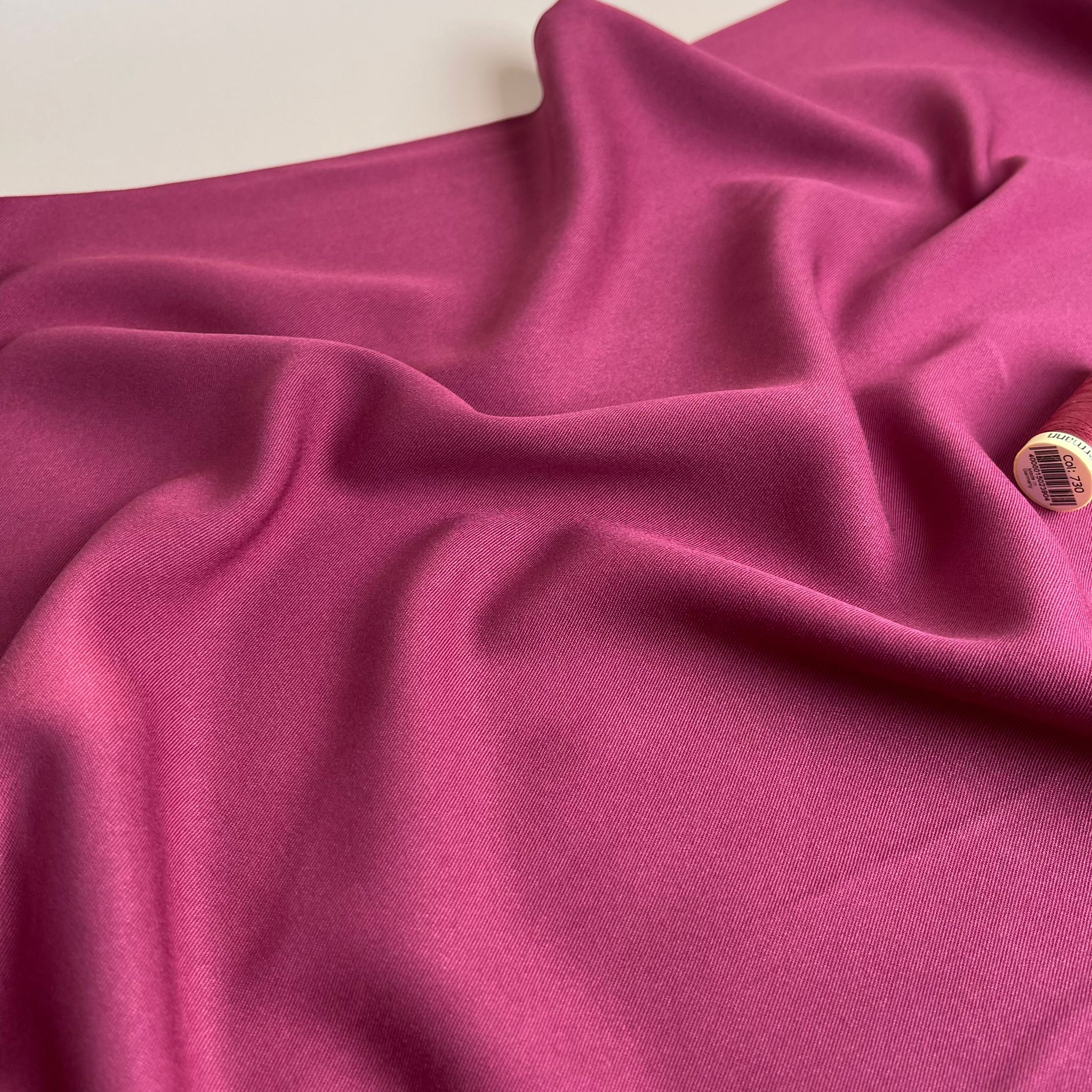 REMNANT 1.92 Metres - Grandeur Framboise Pink Viscose Twill Dress Fabric