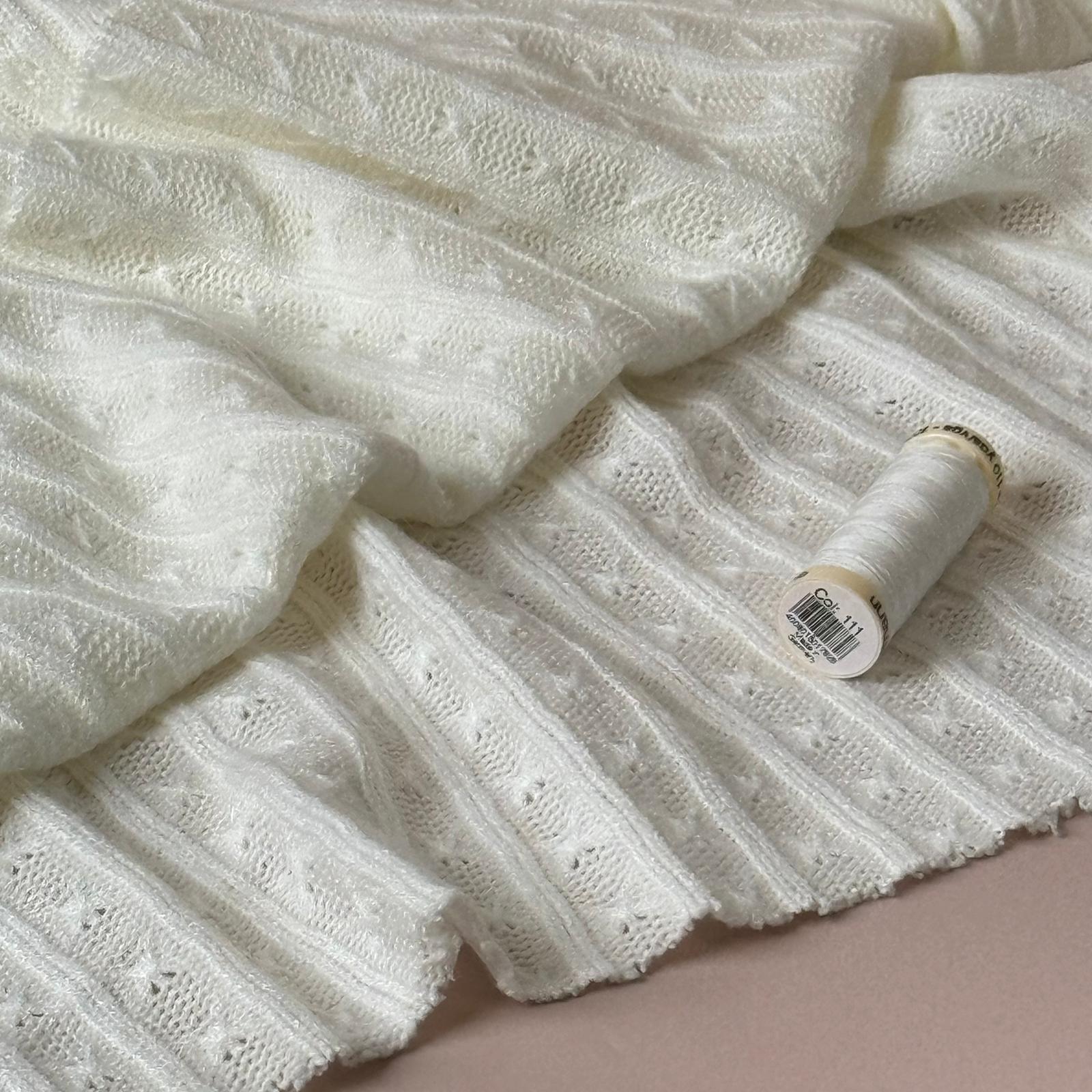 Montreal Rayon Blend Cable Sweater Knit in Off-White