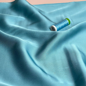 Turquoise Solid Viscose Sateen Fabric