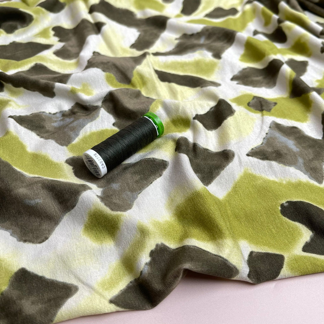 Green Diamonds Viscose Jersey Fabric