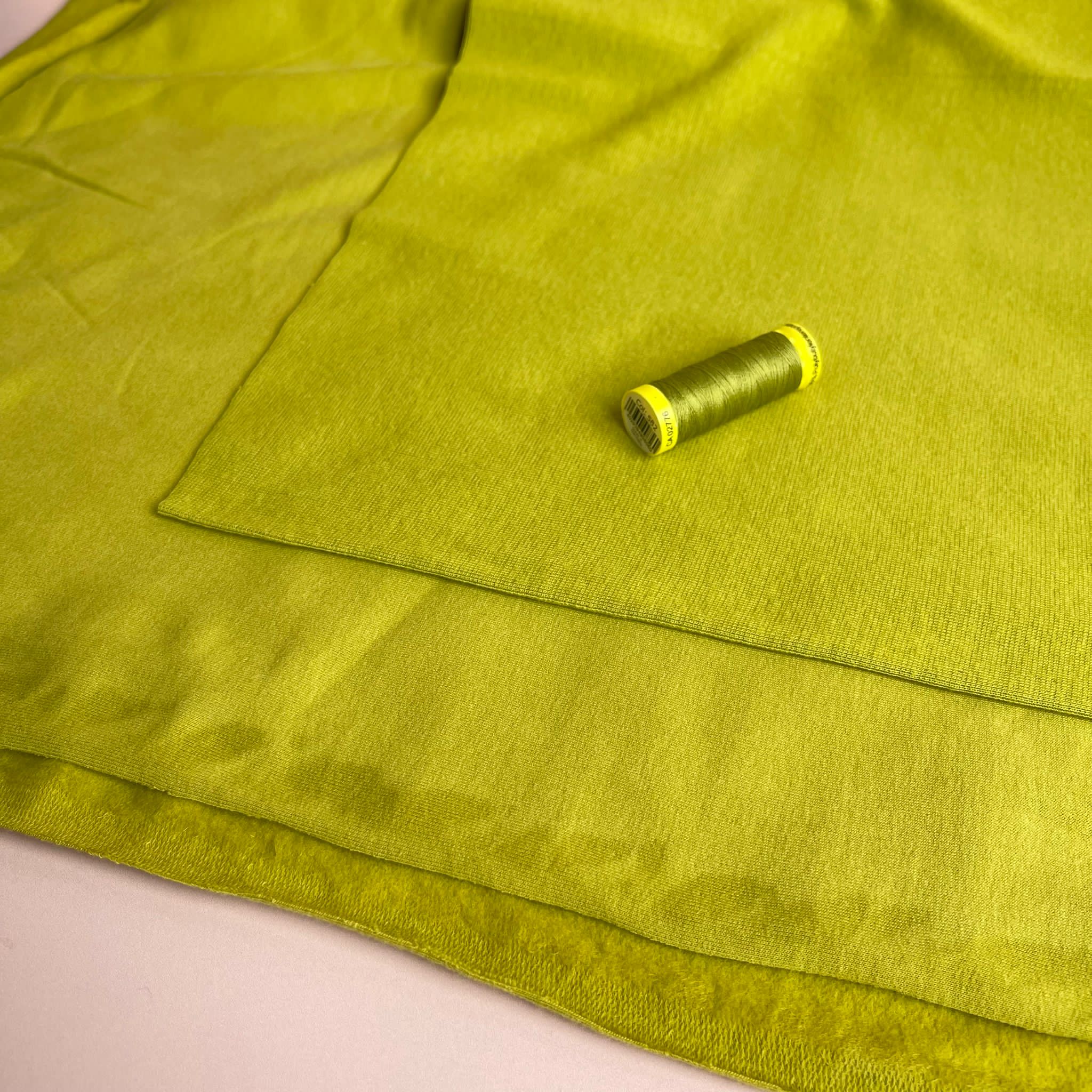 Peach Soft GOTS Organic Cotton Sweat-shirting in Lime Green