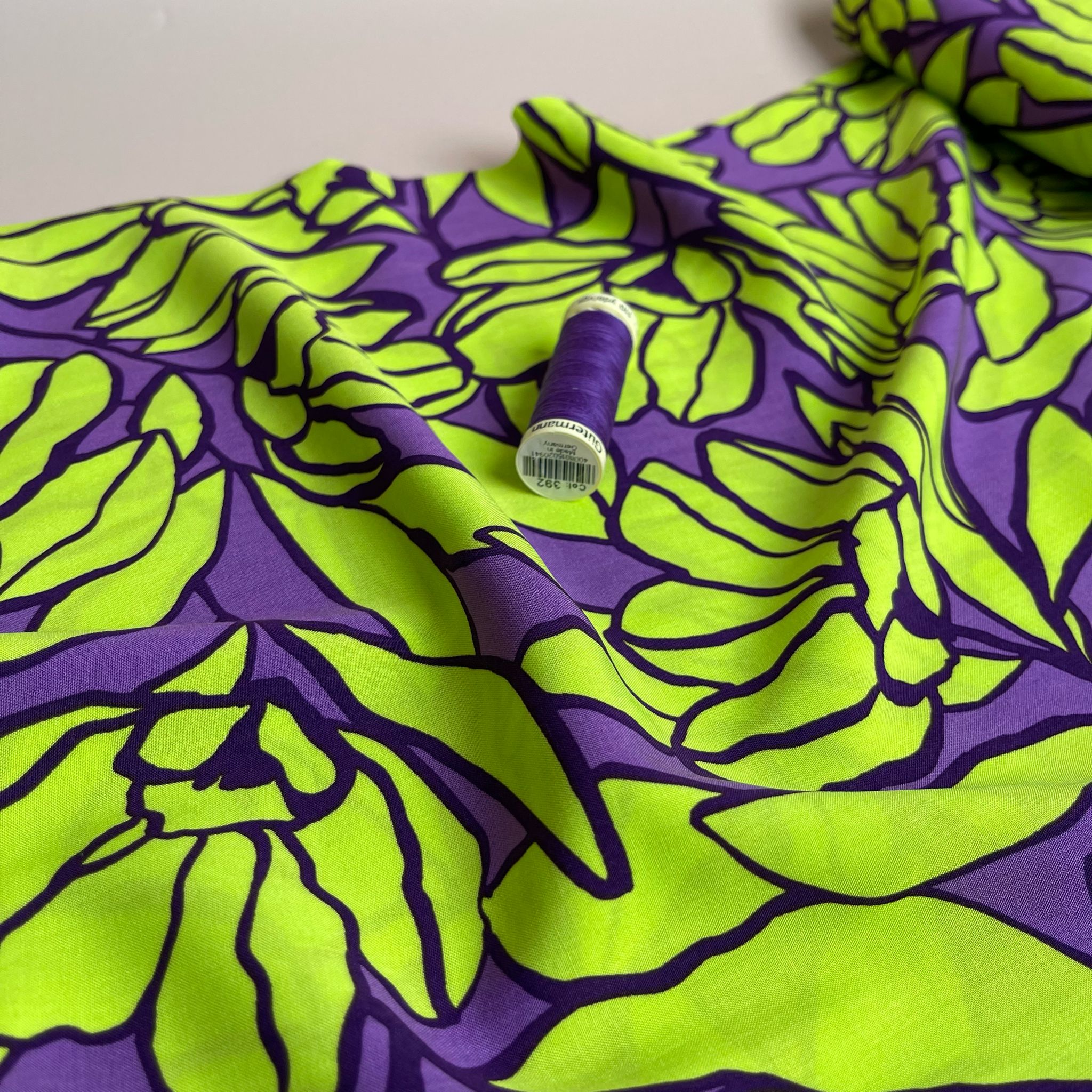 Nerida Hansen - Inked Bouquet Purple and Neon Green Viscose with LENZING™ ECOVERO™ fibres