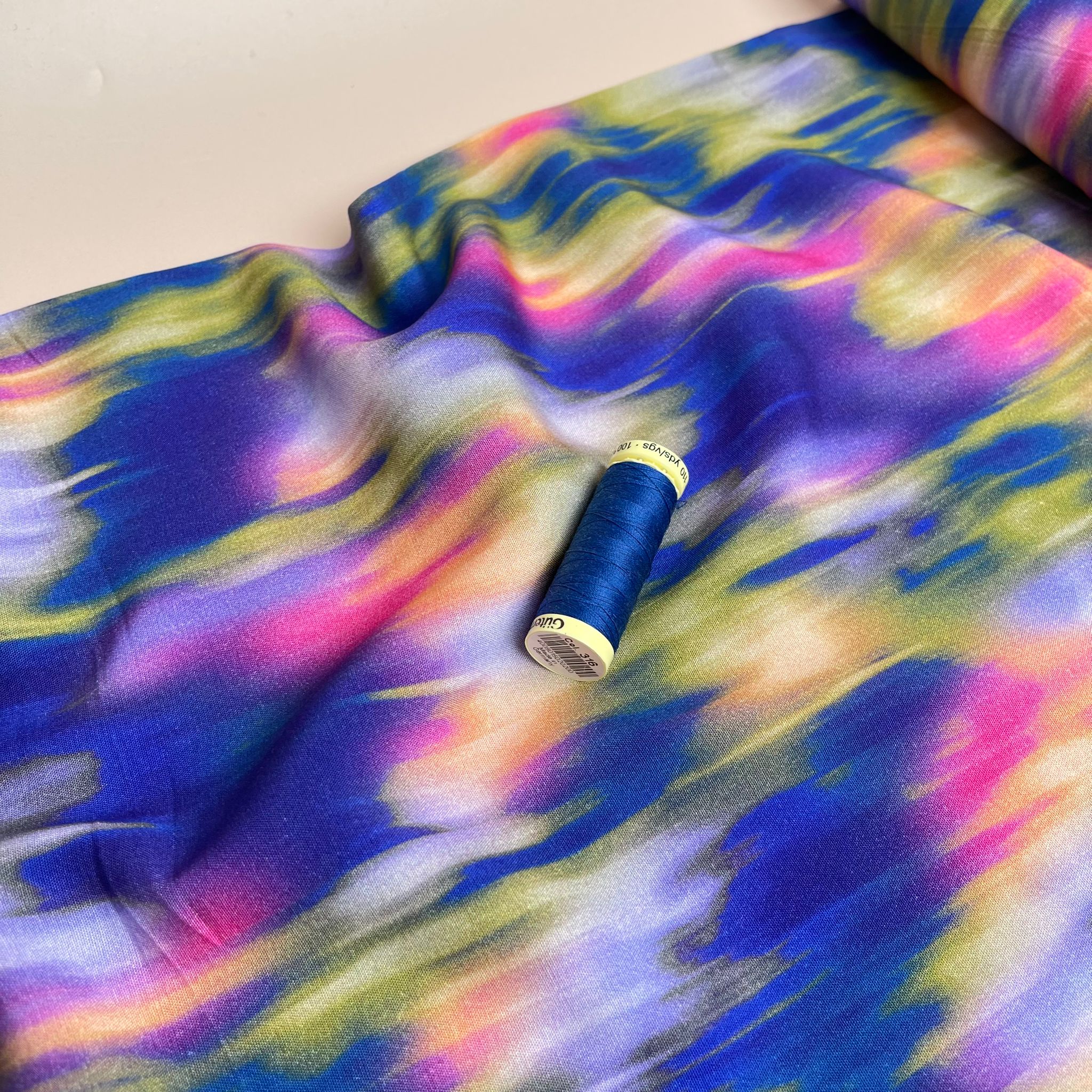 Cobalt Dream Stretch Viscose Poplin Fabric