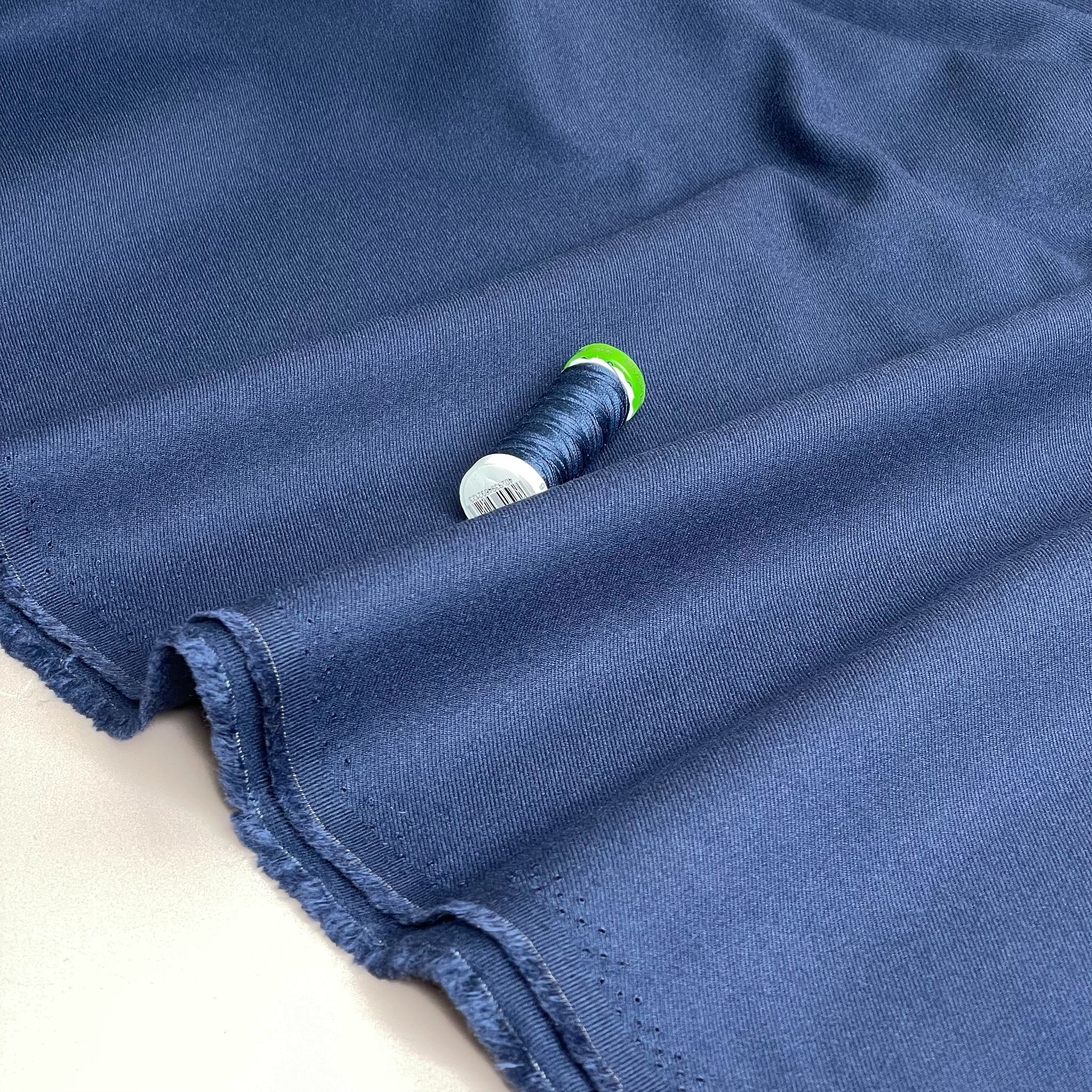 Deadstock Navy Cotton Viscose Twill Fabric