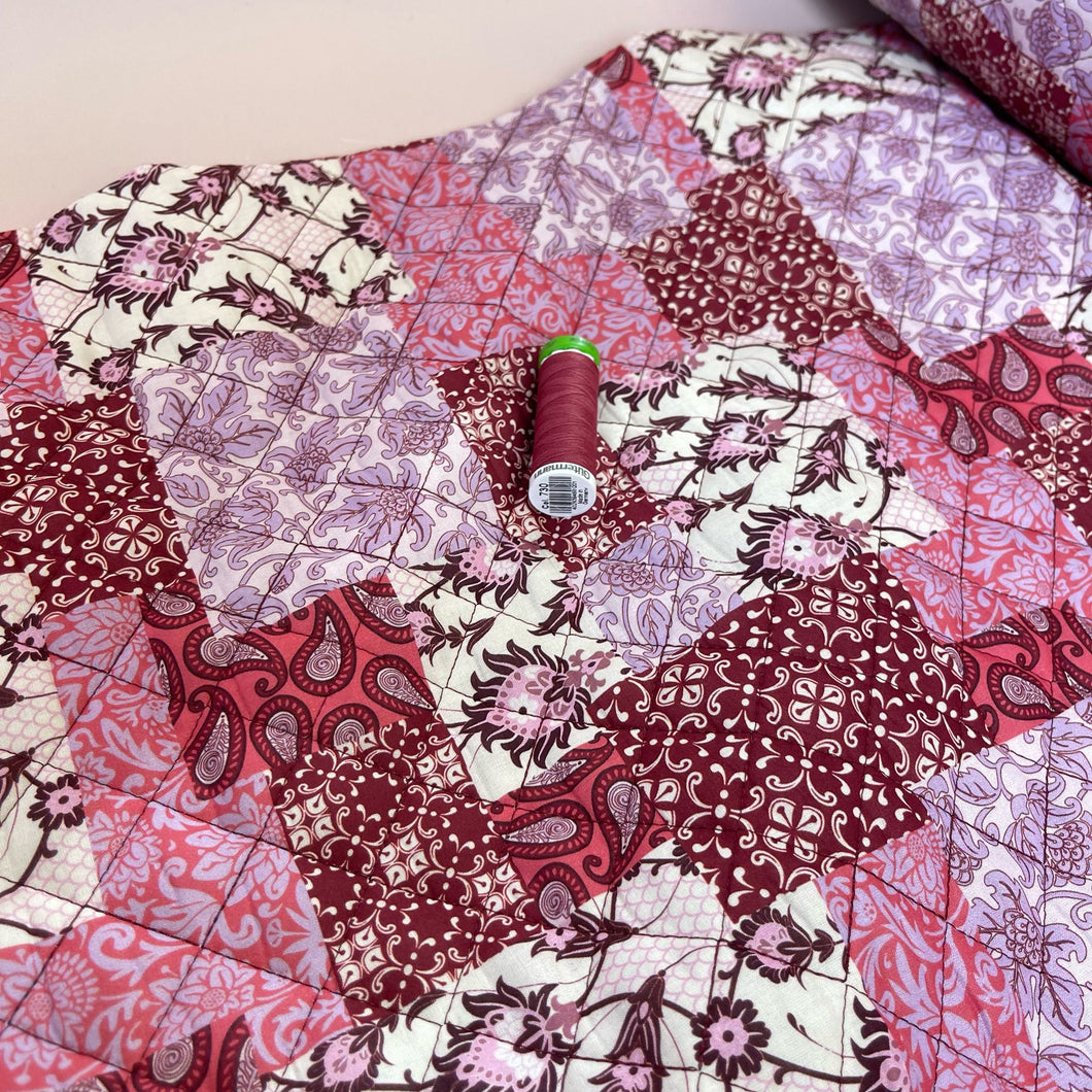 Crimson Patchwork Paisley Quilted Cotton Fabric