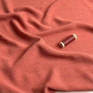 Crinkle Viscose Linen Blend Fabric in Terracotta Orange