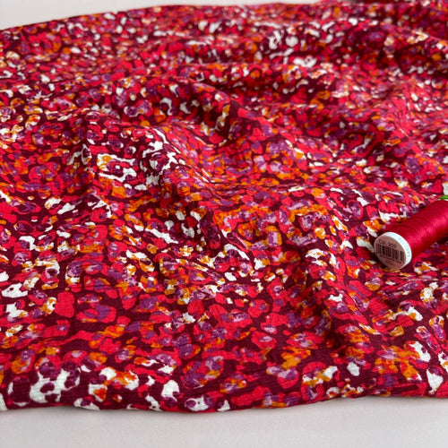 Sunset Dots Textured Viscose Crepe Fabric