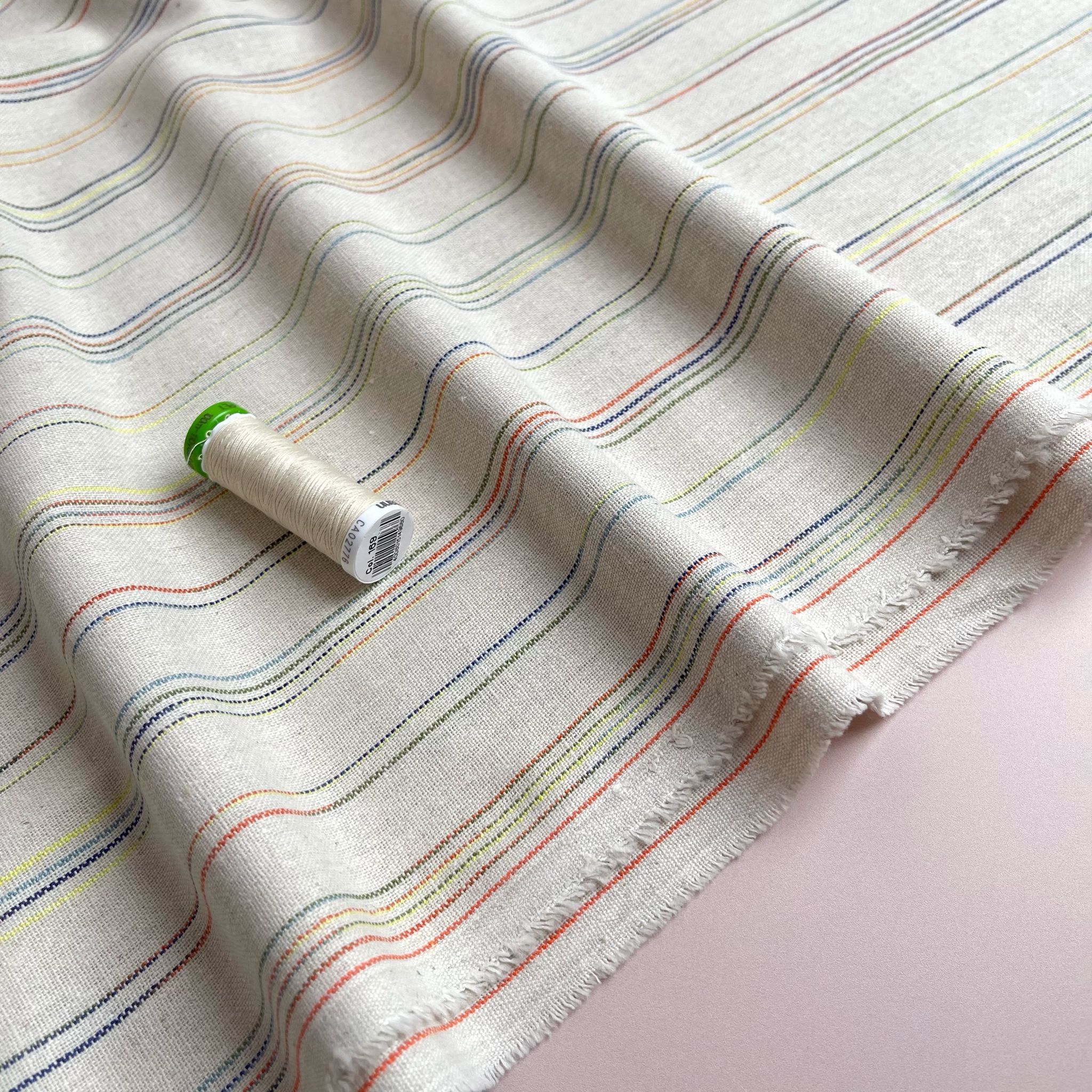 Yarn Dyed Natural Rainbow Stripe Viscose Linen Jacquard Fabric