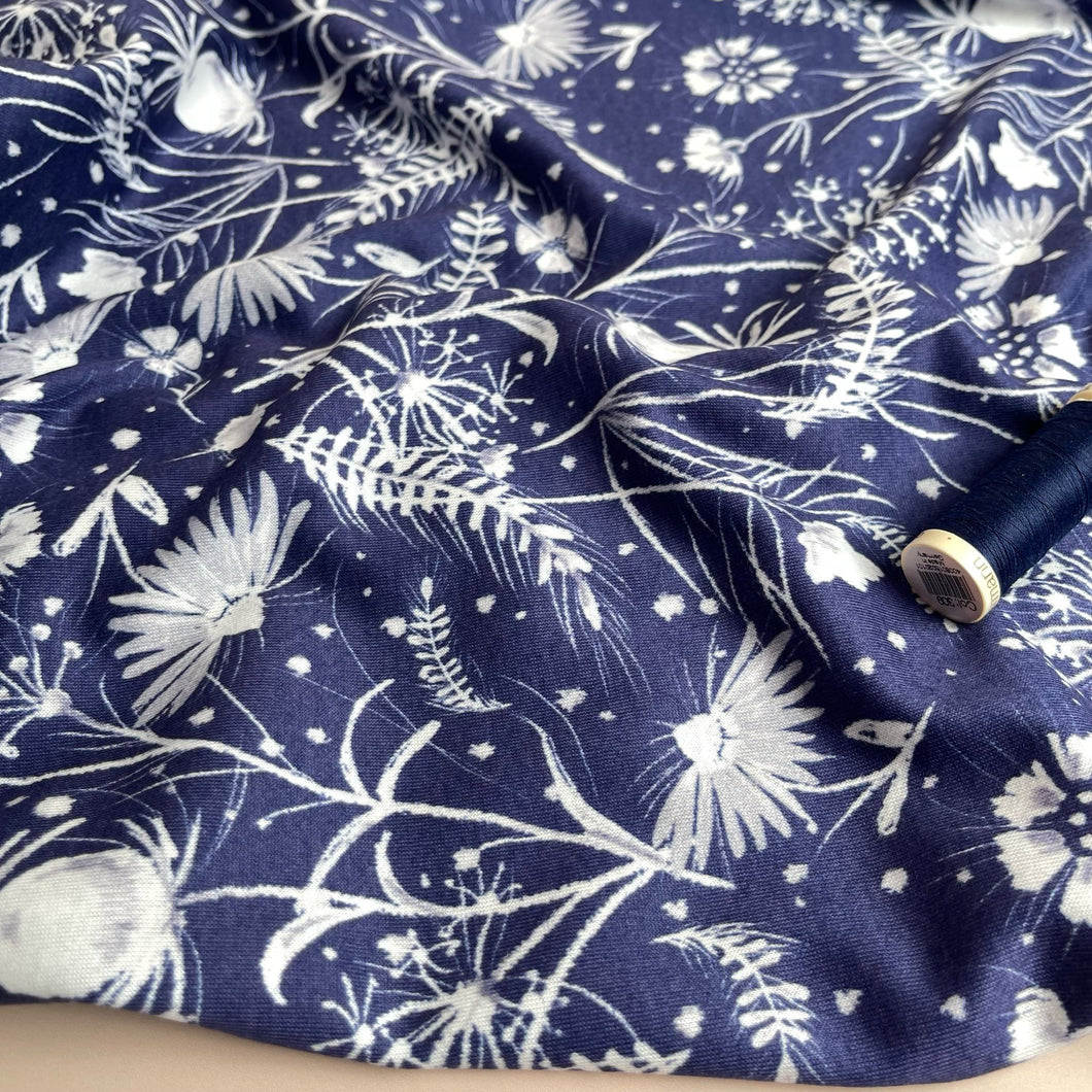 Midnight Meadow Pure Cotton Jersey Fabric