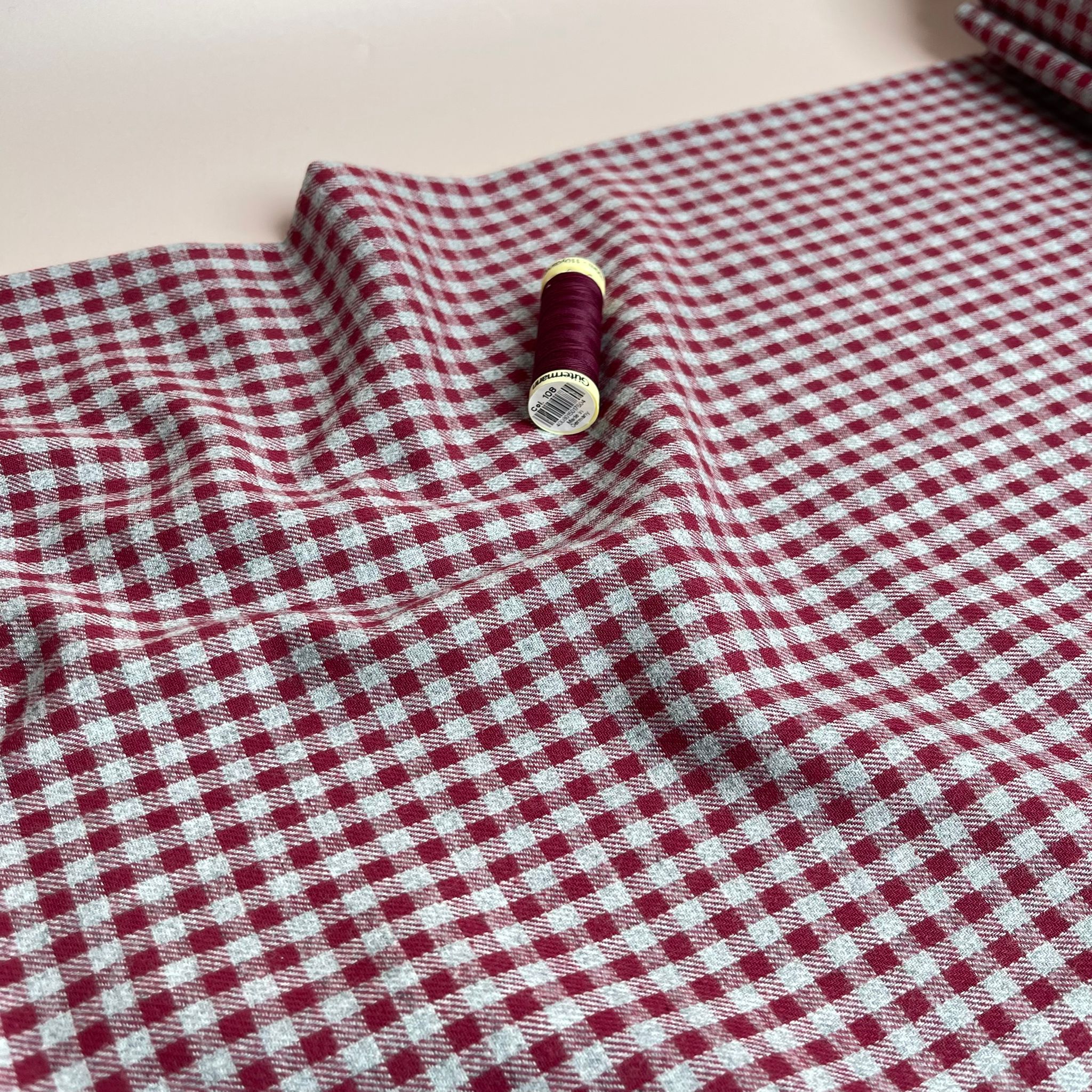 Yarn Dyed Mini Red Gingham Cotton Flannel