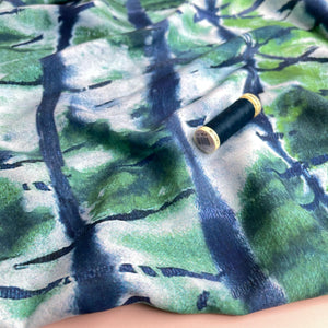 Tie Dye Green and Blue Viscose Fabric