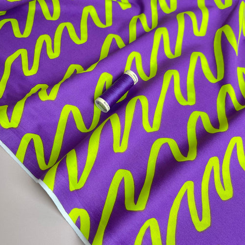 Nerida Hansen - Making Waves on Purple Cotton Poplin Fabric