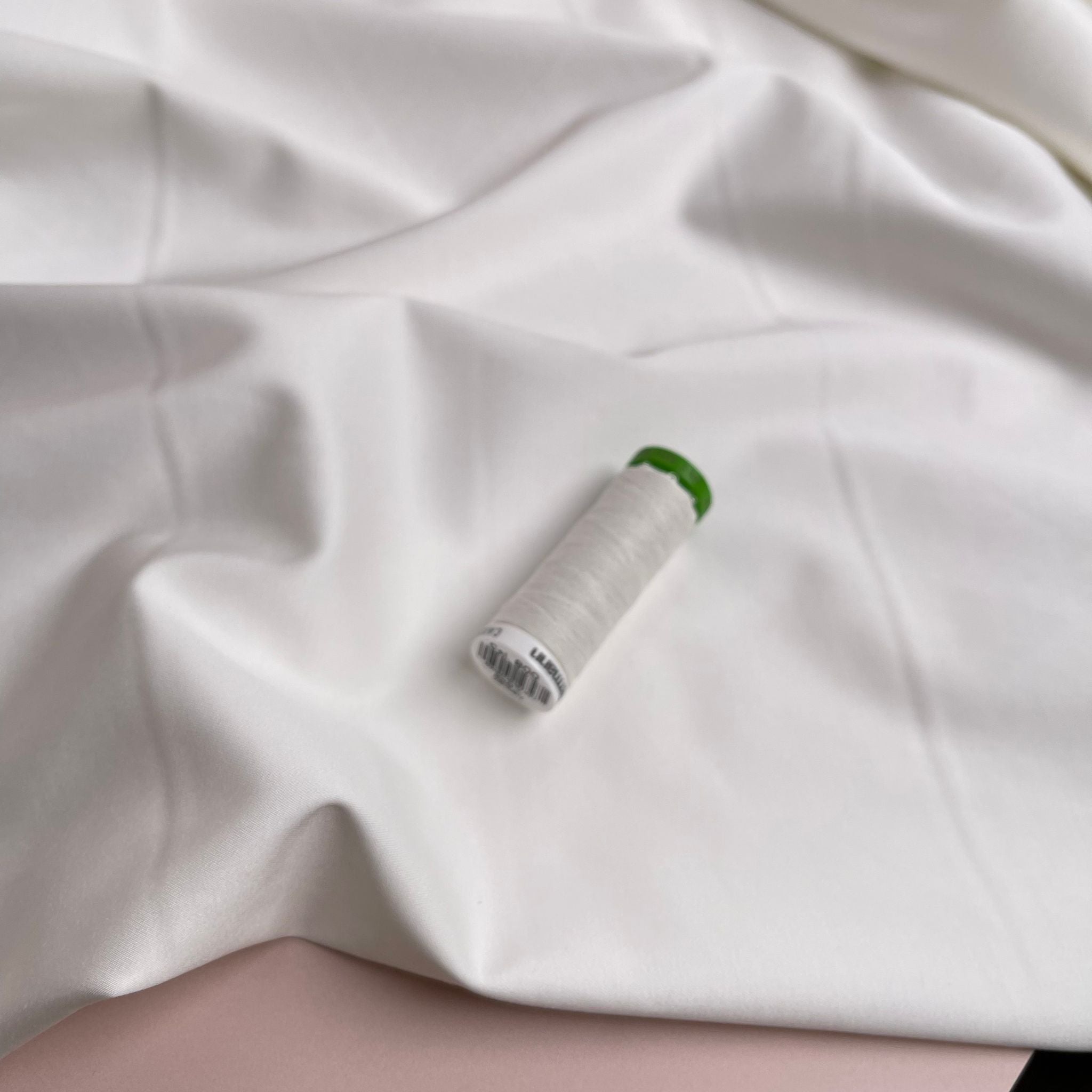 Ex-Designer White Stretch Cotton Tencel Fabric