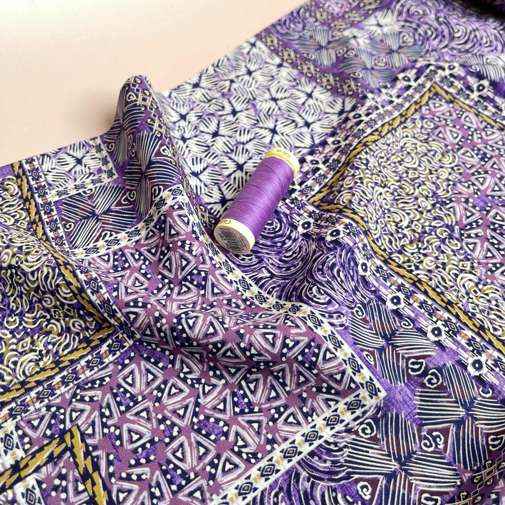 Boho Scarf in Purple Viscose Fabric