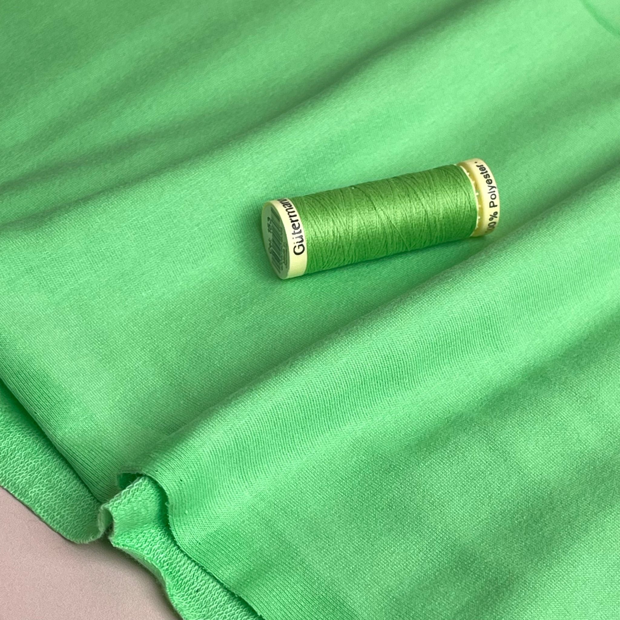 Peach Soft GOTS Organic Cotton Sweat-shirting in Cool Lime