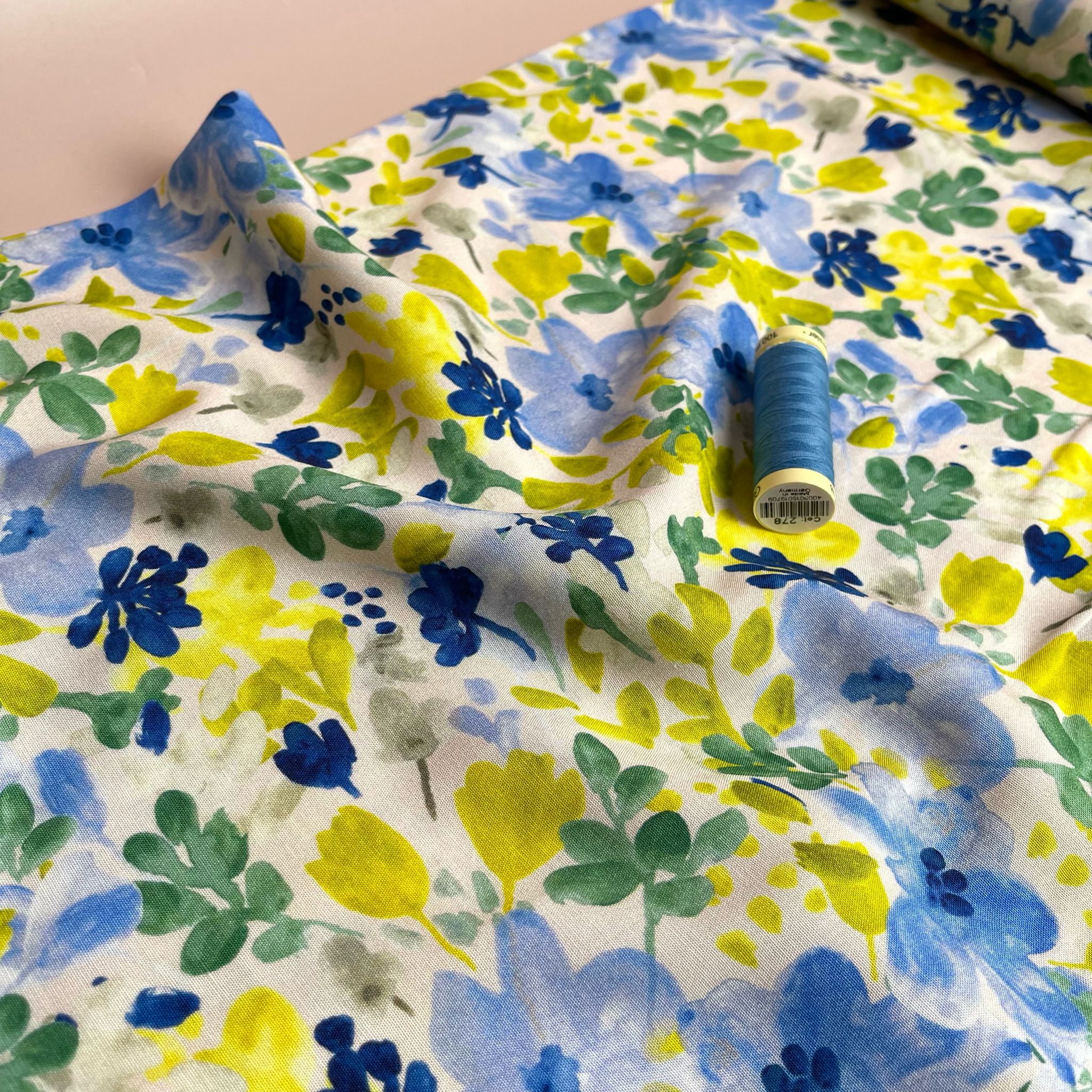 Spring Garden Stretch Viscose Poplin Fabric