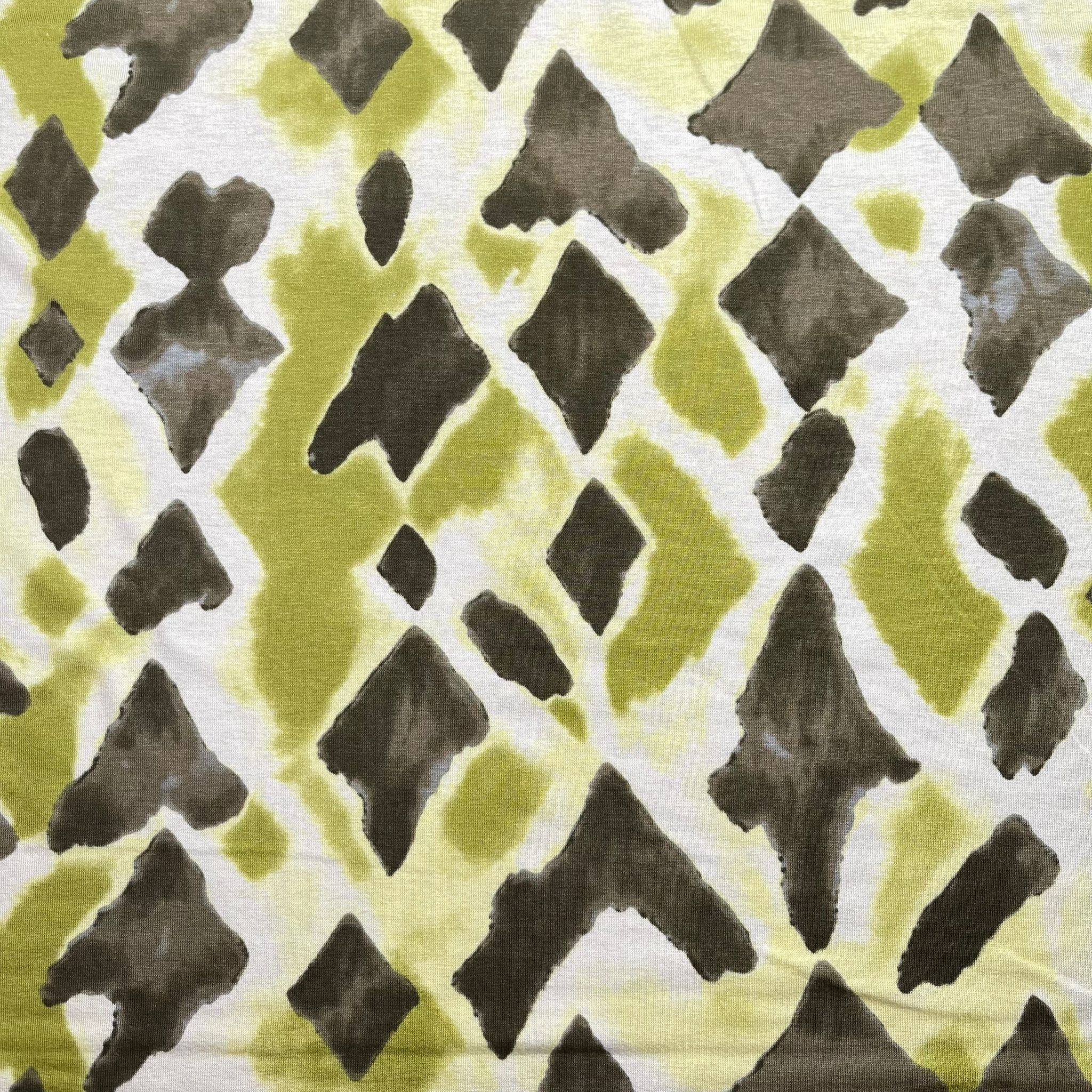 Green Diamonds Viscose Jersey Fabric