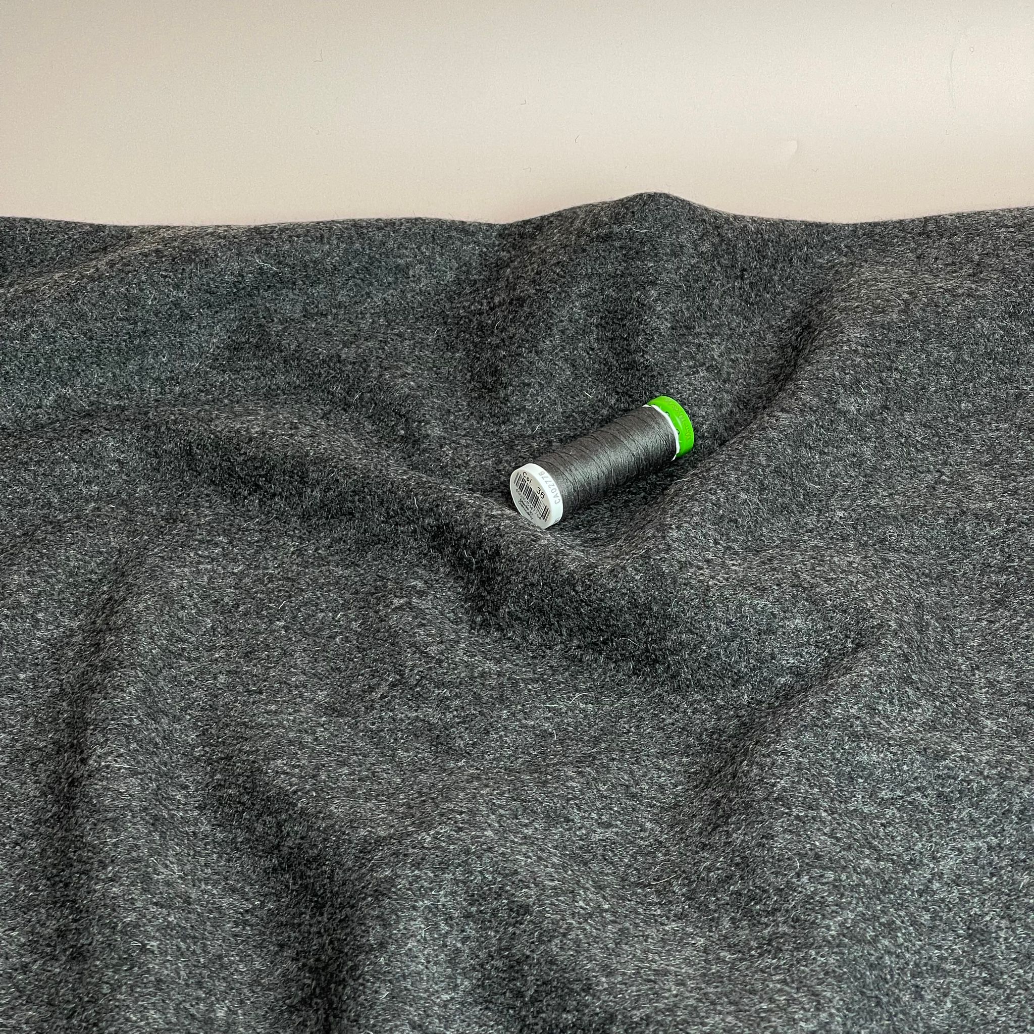 Ex-Designer Deadstock Dark Grey Virgin Wool Coating Fabric from Italy