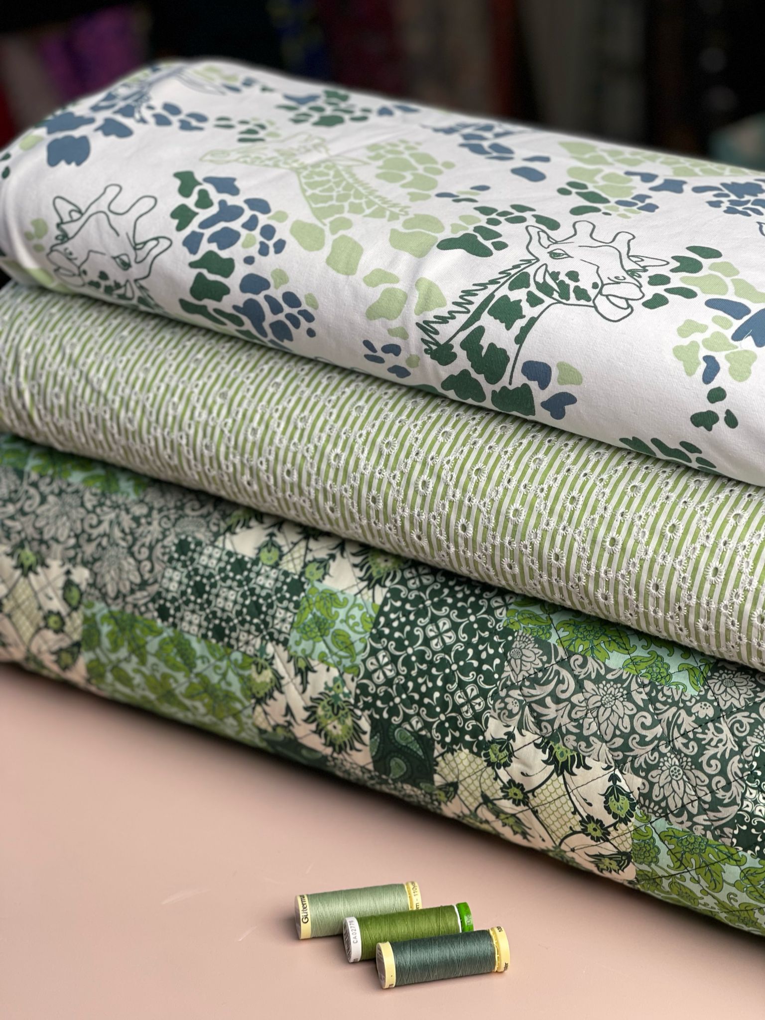 Green Patchwork Paisley Quilted Cotton Fabric