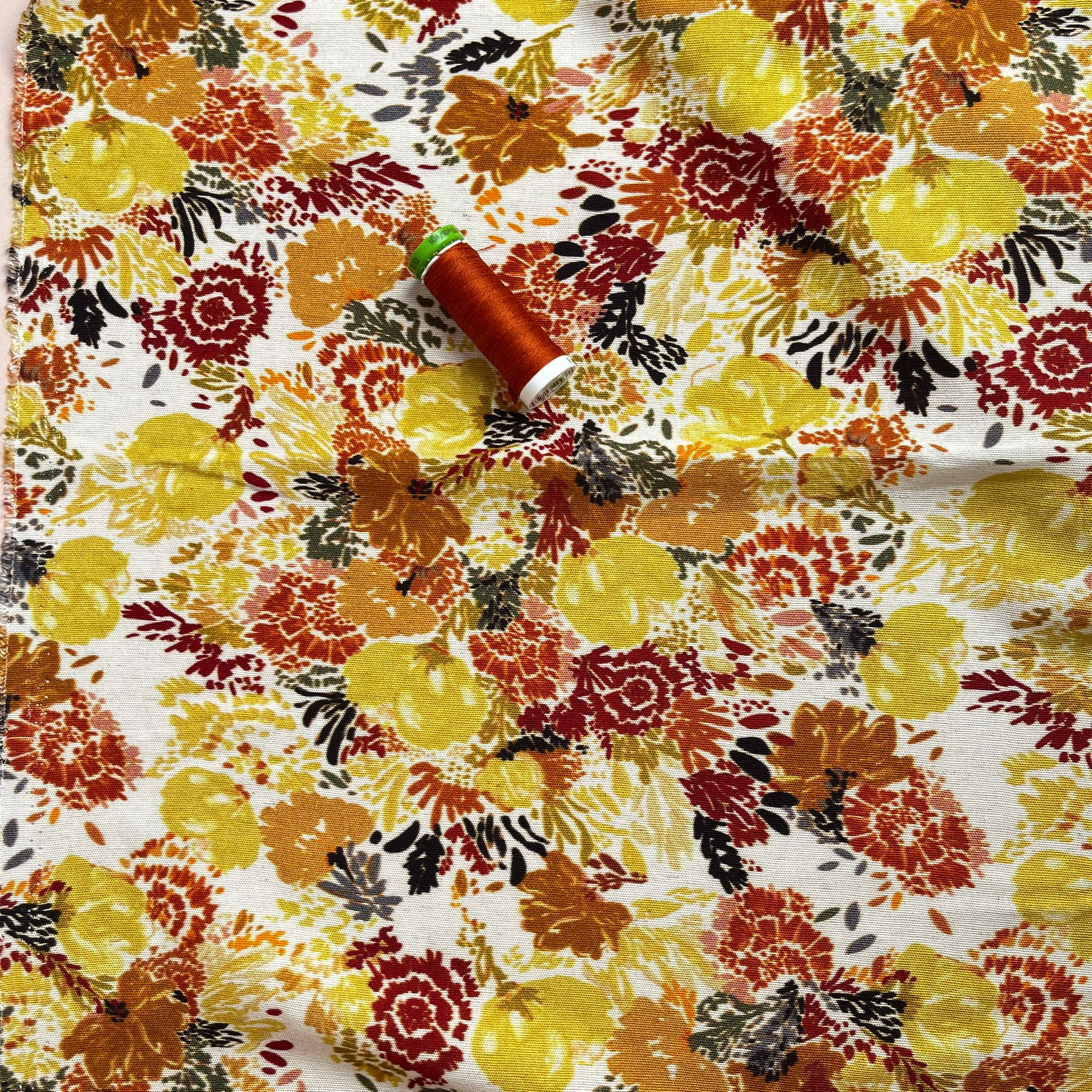 Autumn Sunset Florals Viscose Linen Fabric