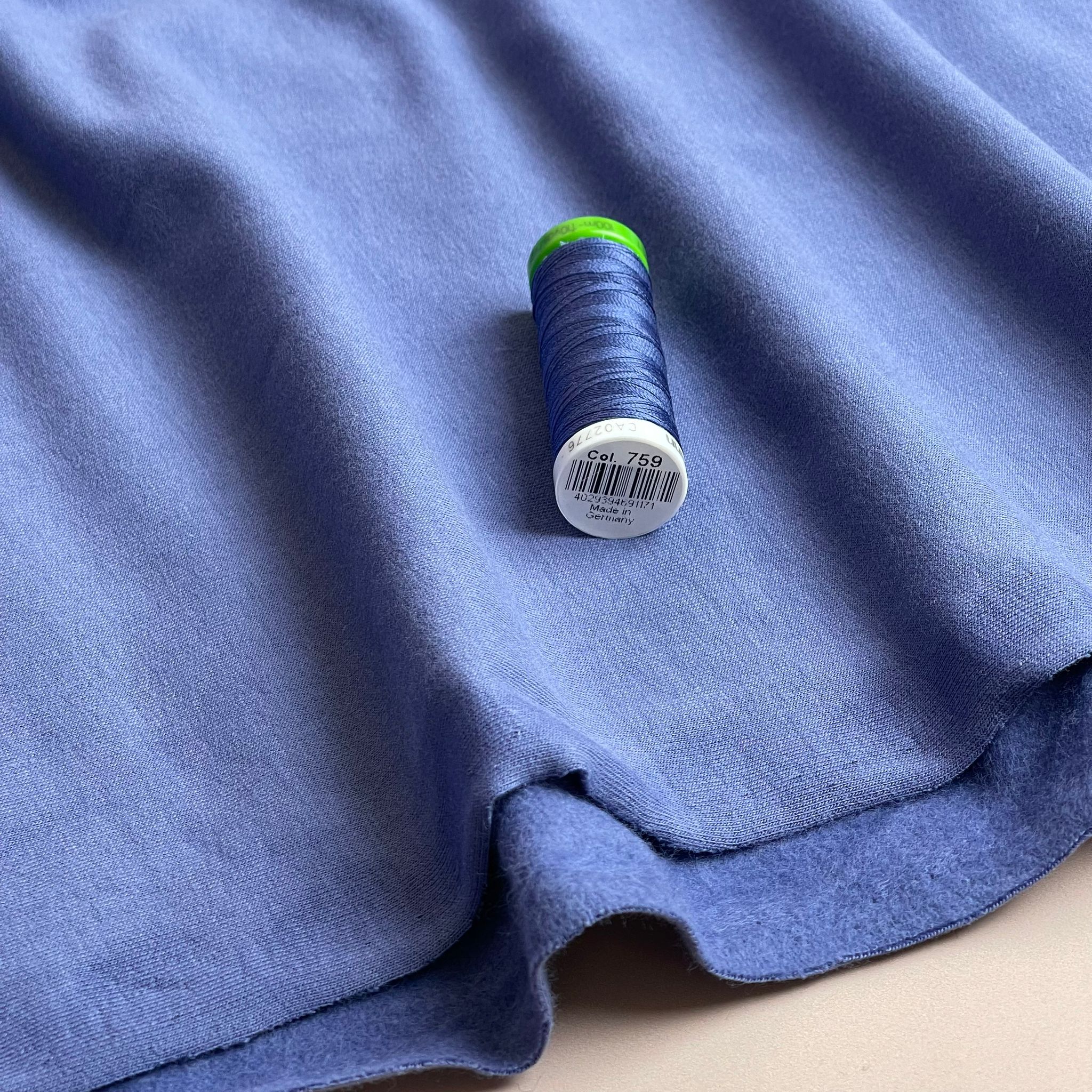 Peach Soft GOTS Organic Cotton Sweat-shirting in Cornflower Blue