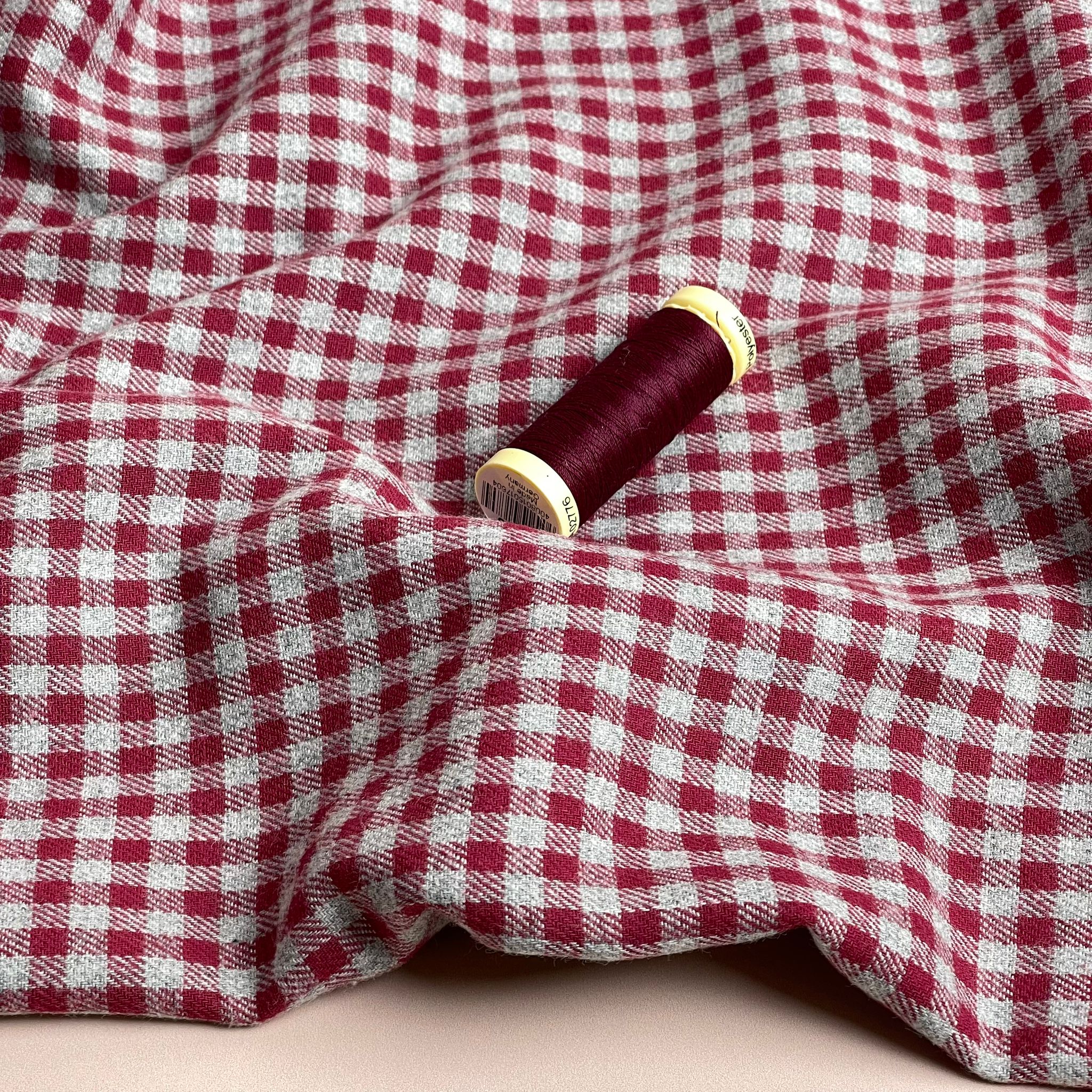 Yarn Dyed Mini Red Gingham Cotton Flannel