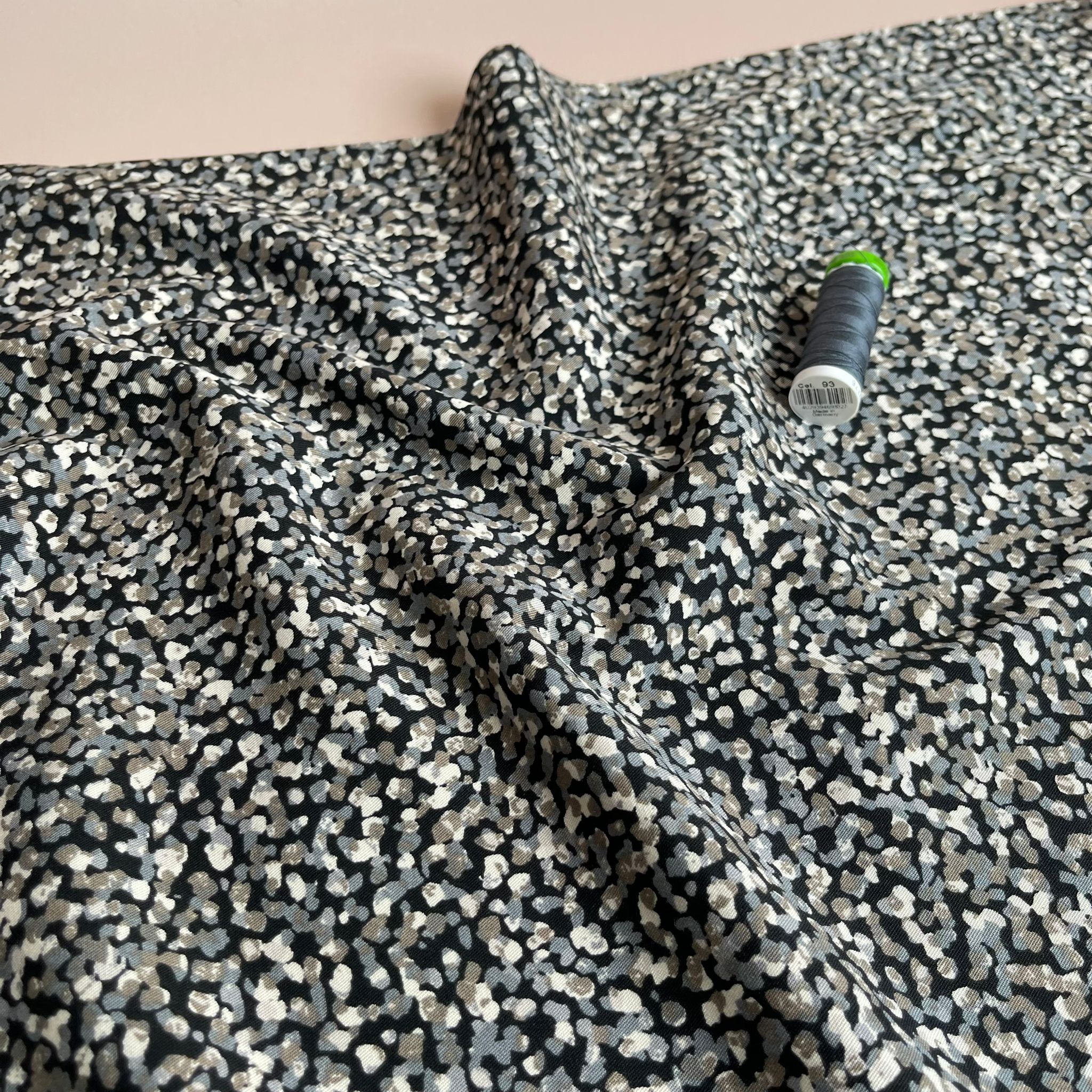 Rosella Mini Pebbles in Grey Viscose Twill with Stretch