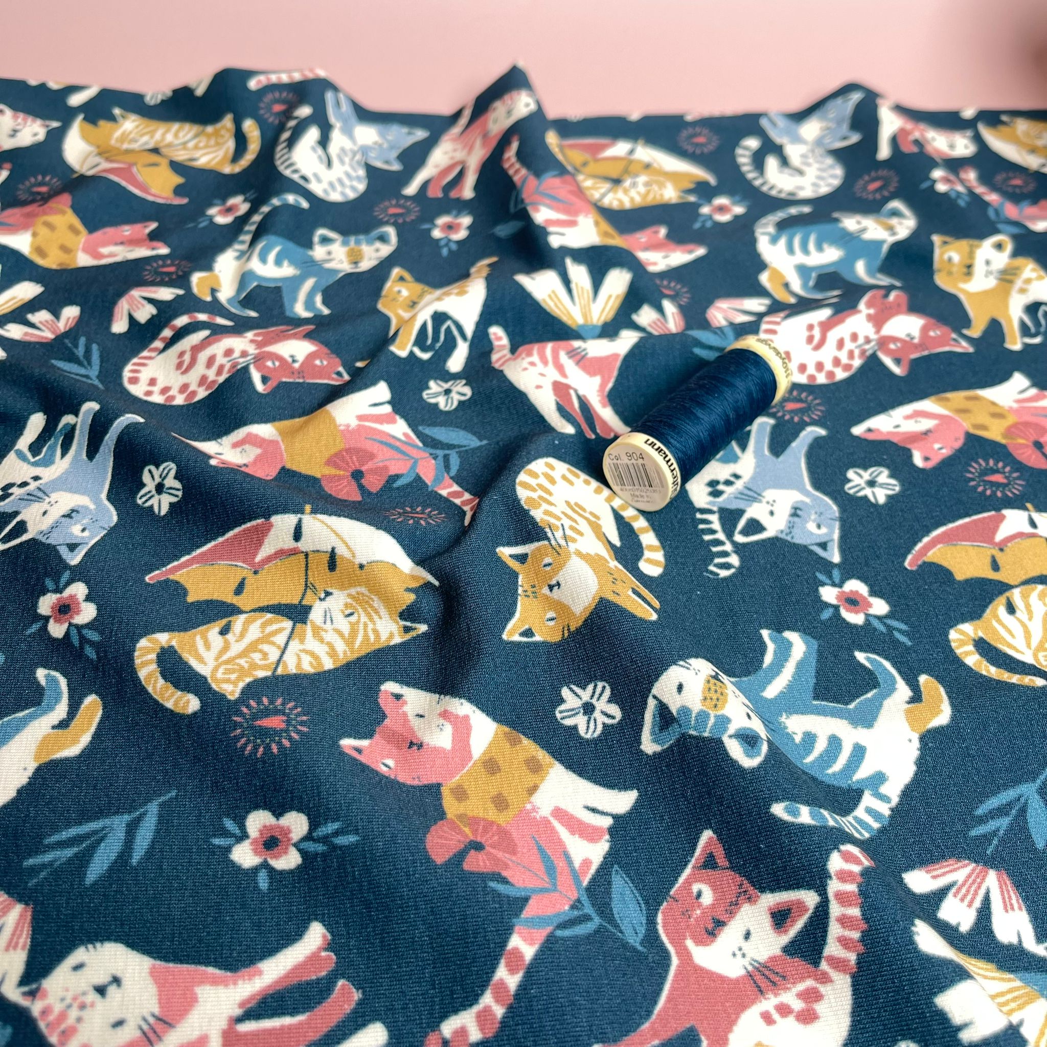 Danish Design - Playful Cats Cotton Jersey Fabric